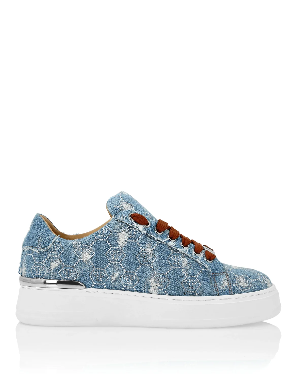 Denim Lo Top Sneakers Monogram Strass, цвет: Синий