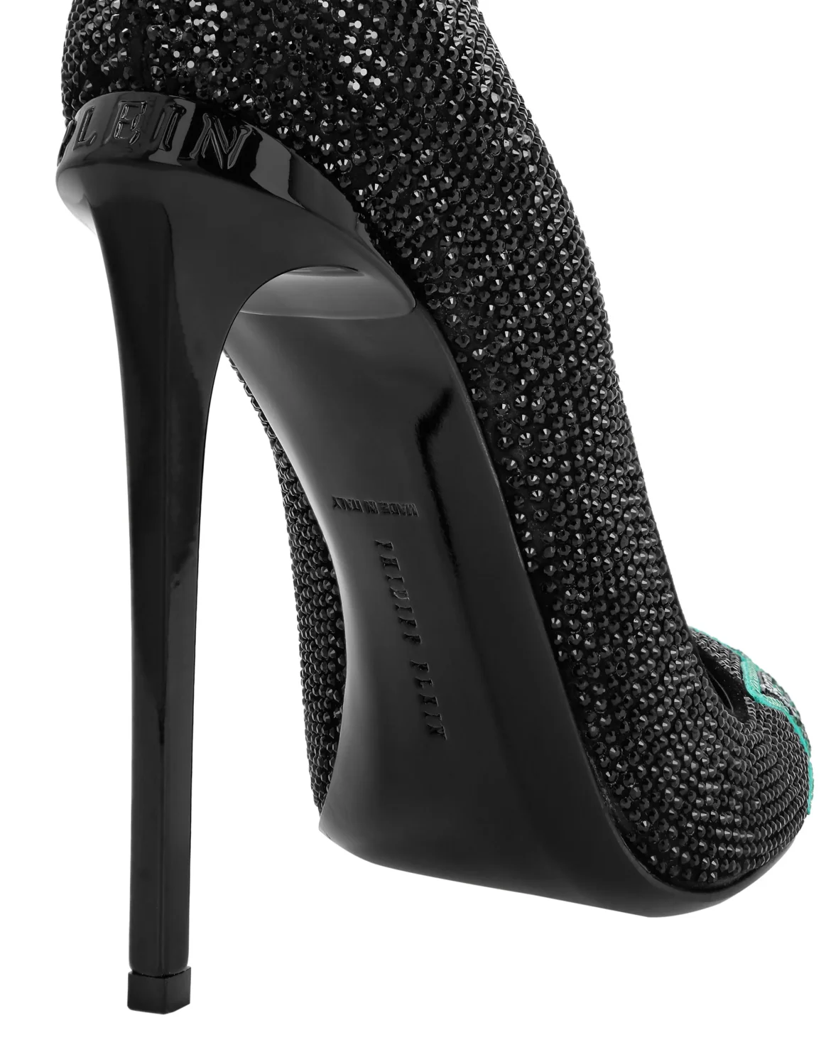 Suede Strass Decollete High Heels Flame, цвет: Черный