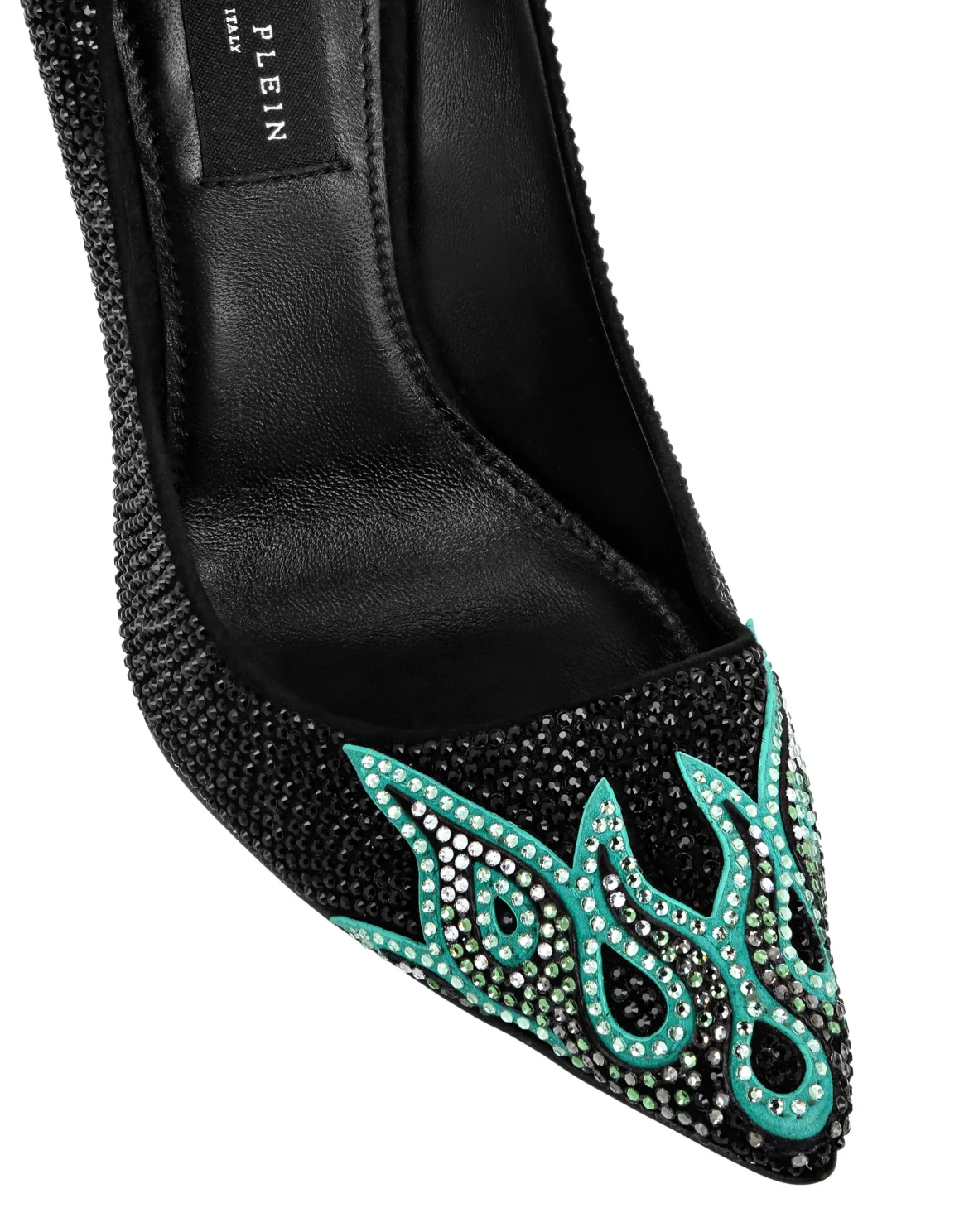 Suede Strass Decollete High Heels Flame, цвет: Черный
