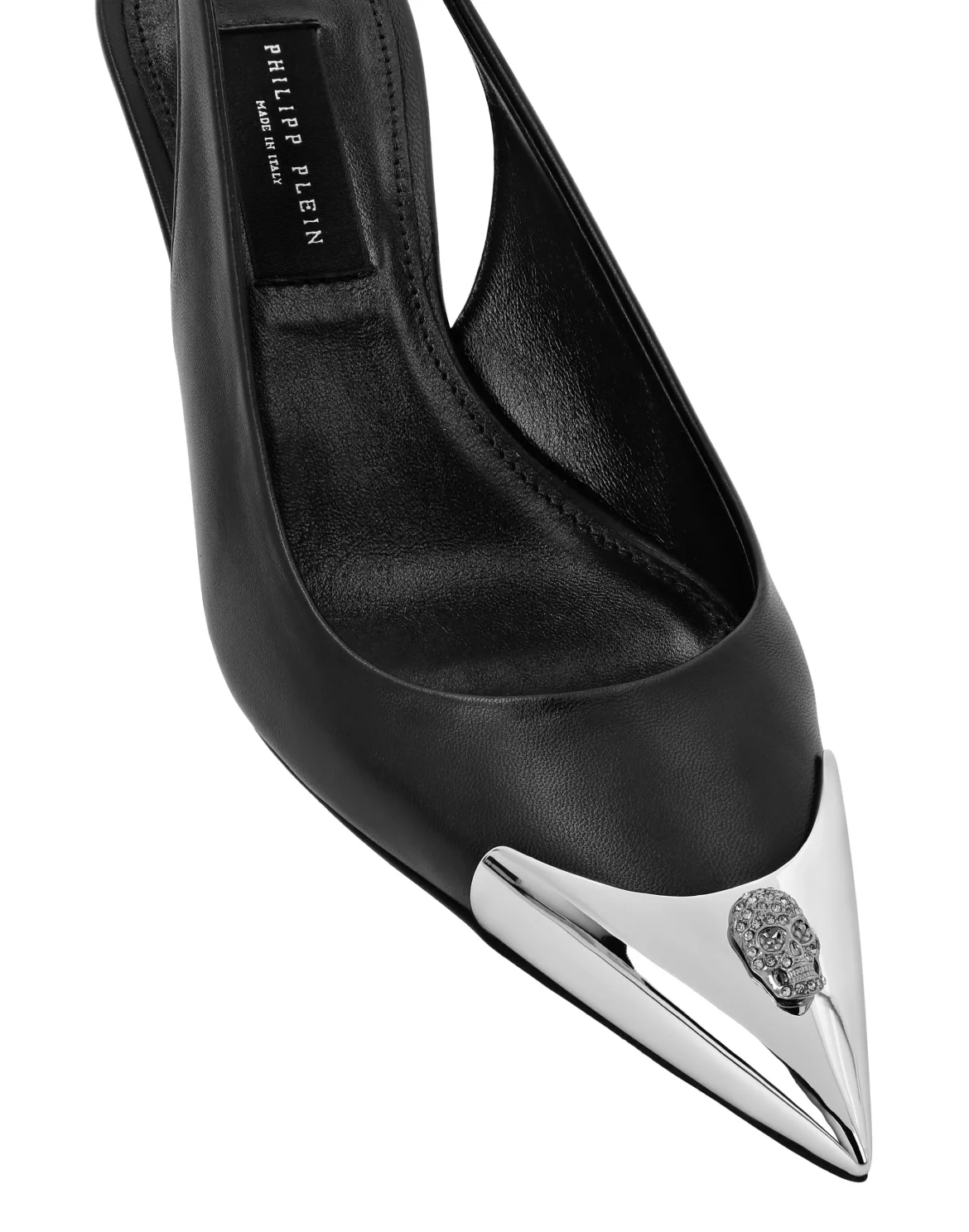 Leather Slingback shoes Skull strass, цвет: Черный