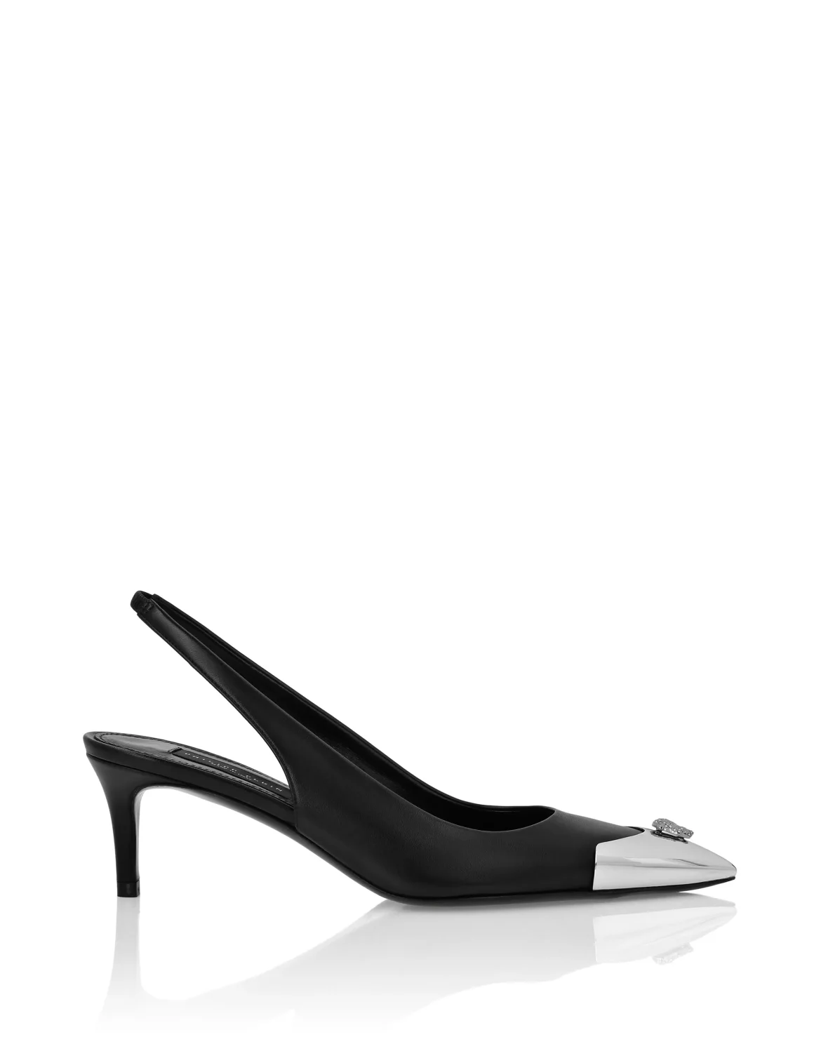 Leather Slingback shoes Skull strass, цвет: Черный
