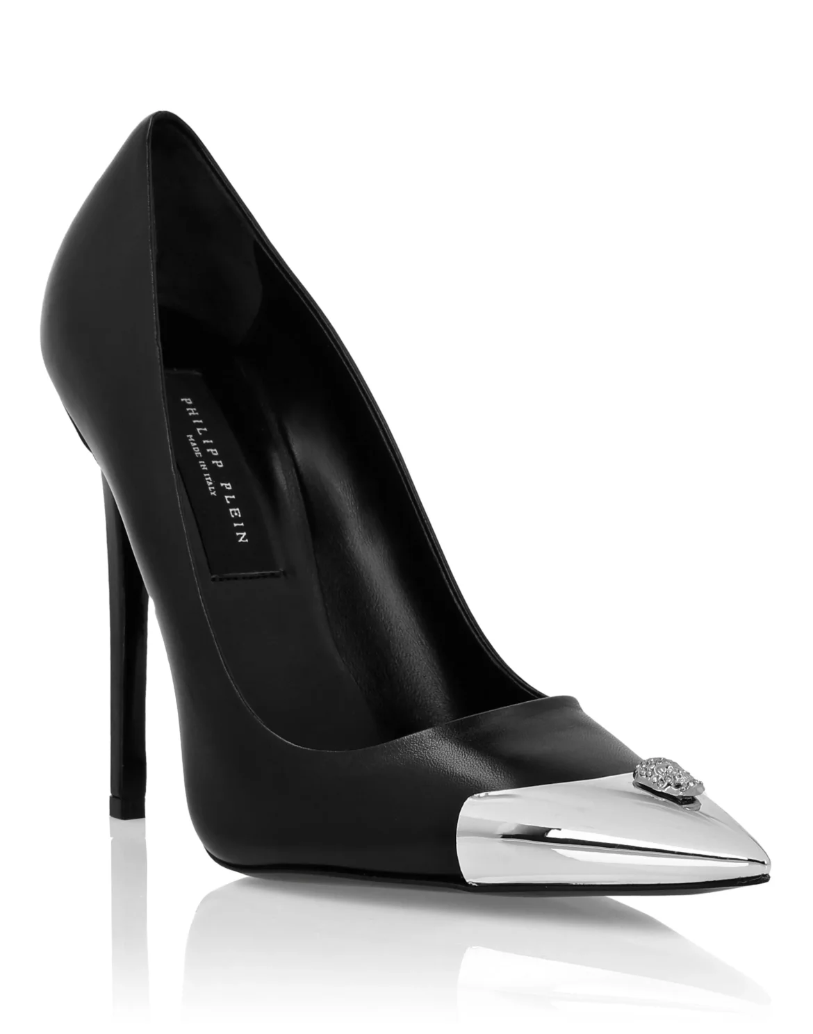 Leather Decollete Hi-Heels Skull strass, цвет: Черный