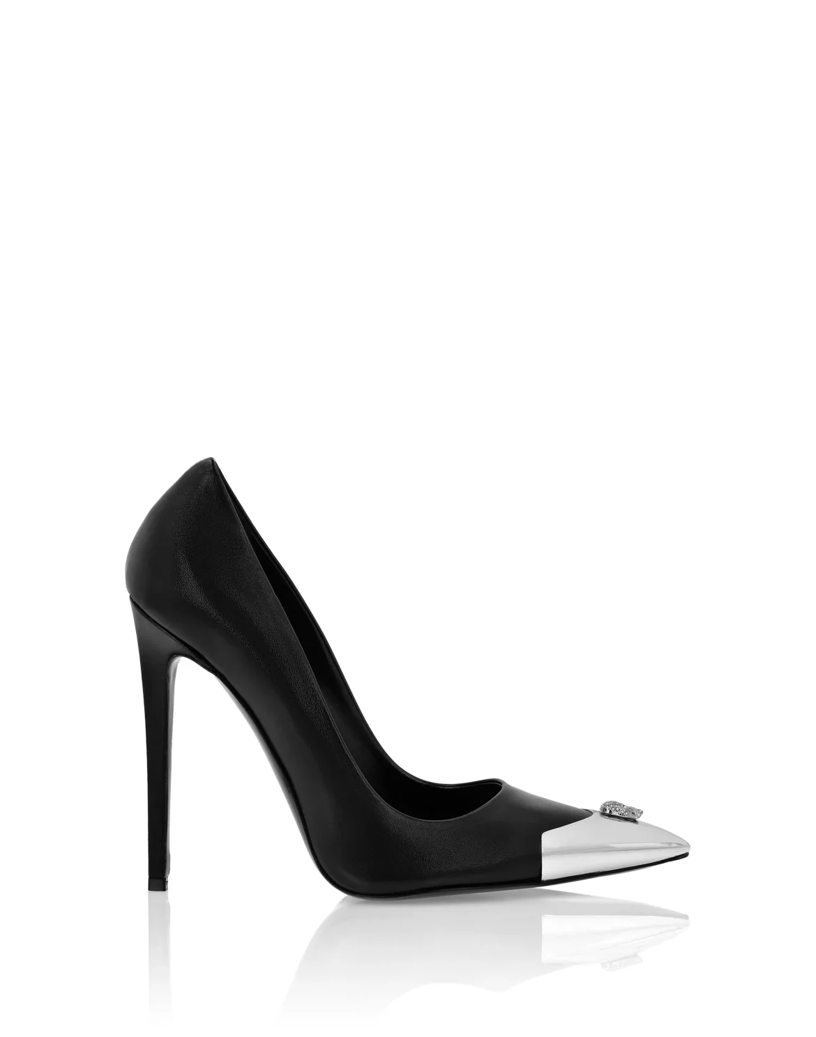 Leather Decollete Hi-Heels Skull strass, цвет: Черный