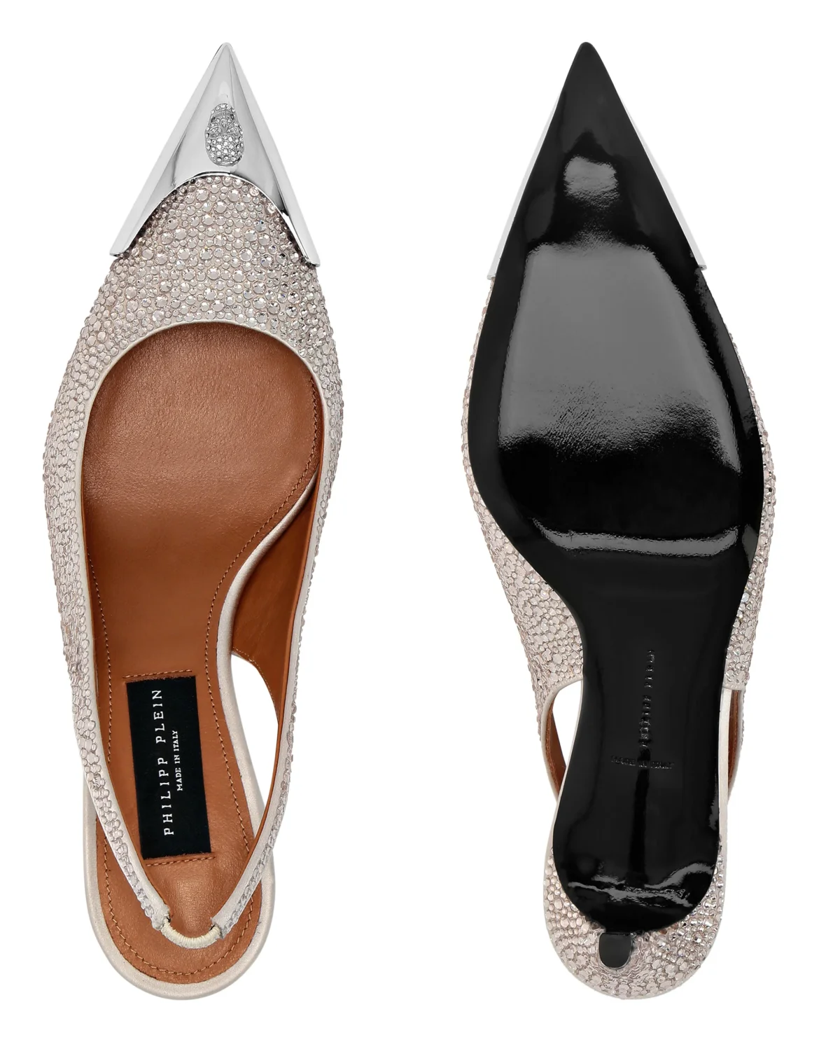 Satin Slingback Mix Strass, цвет: Бежевый