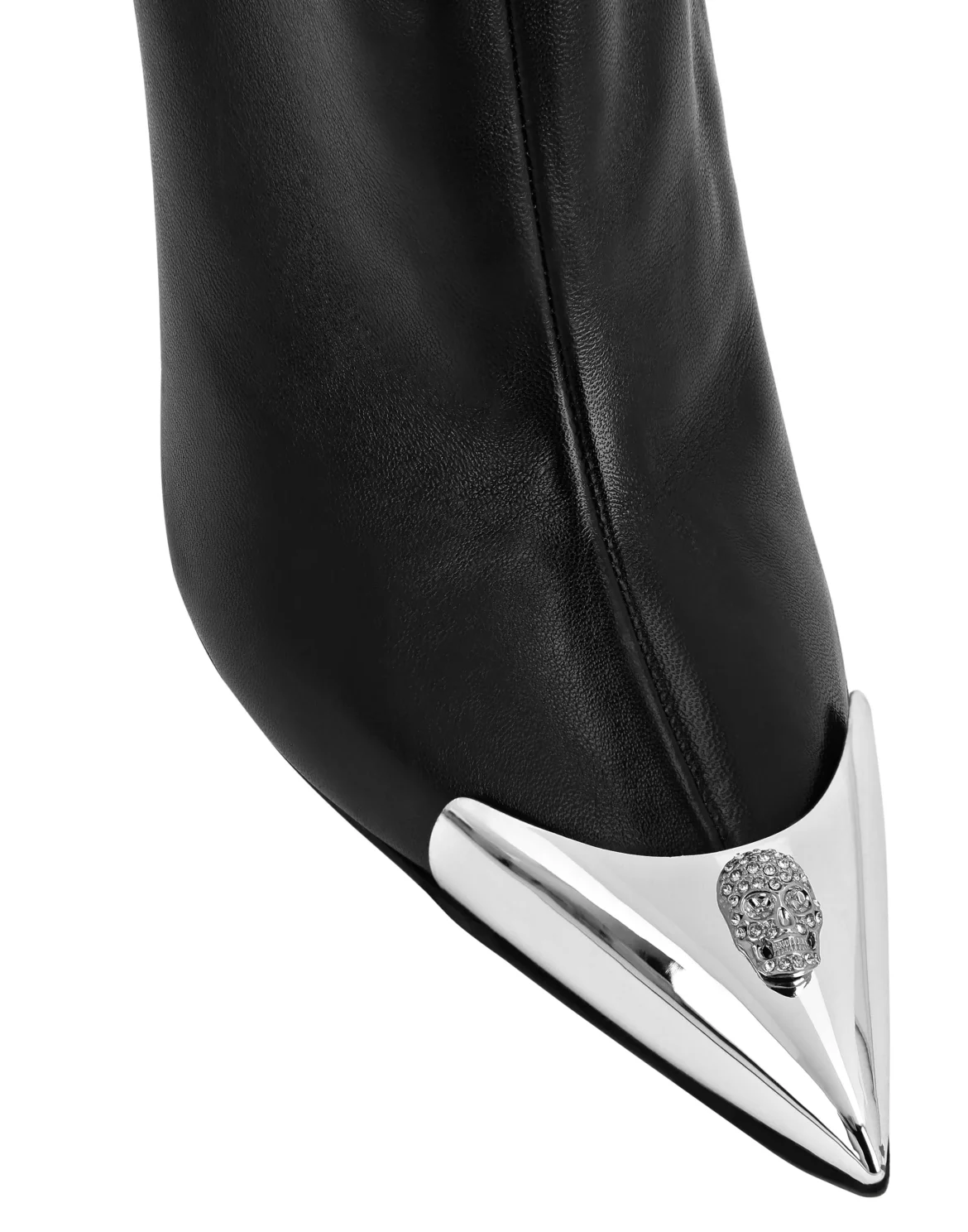 Leather Boots High Heels Mid Skull strass, цвет: Черный