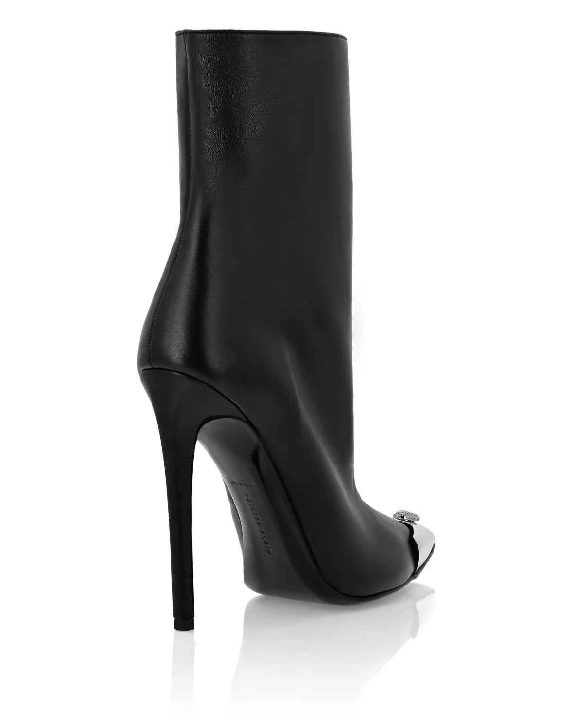 Leather Boots High Heels Mid Skull strass, цвет: Черный