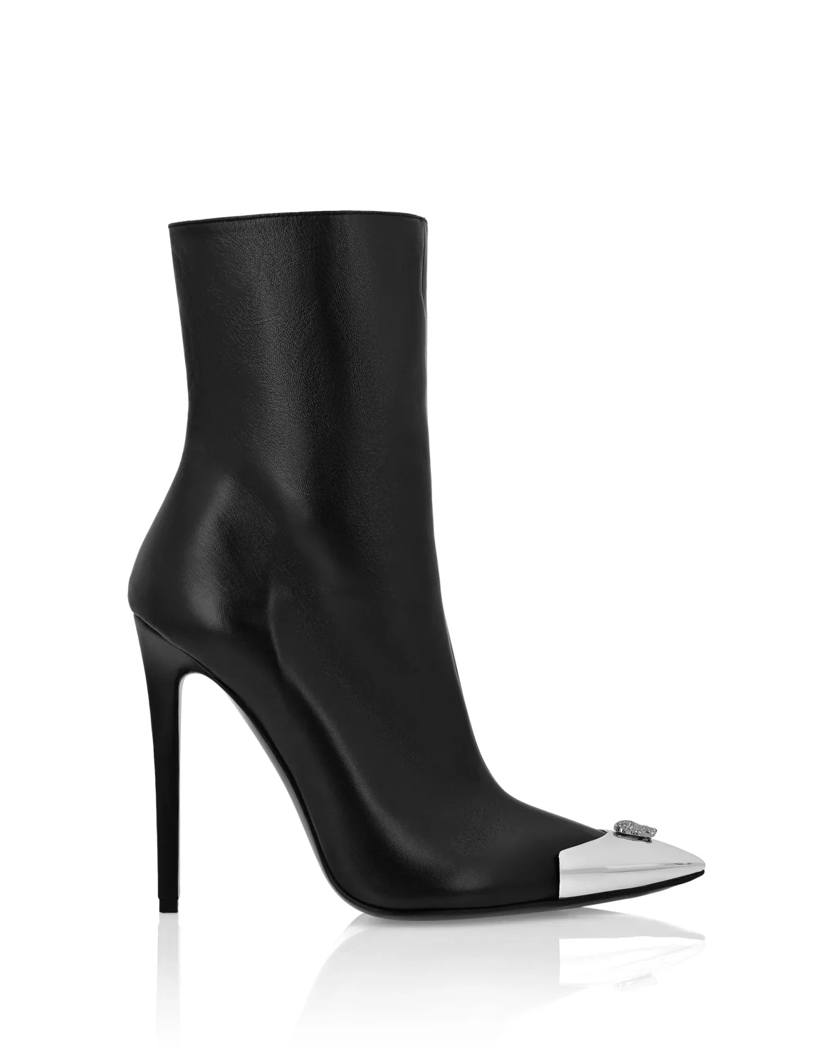 Leather Boots High Heels Mid Skull strass, цвет: Черный