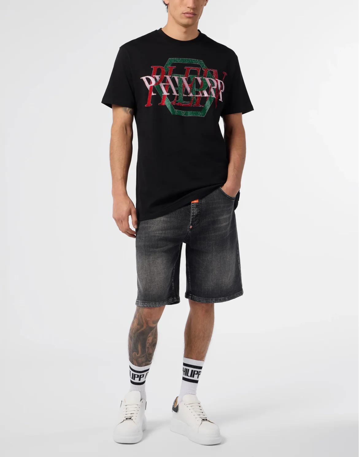 Round Neck T-Shirt Logo Hexagon Stones, цвет: Черный