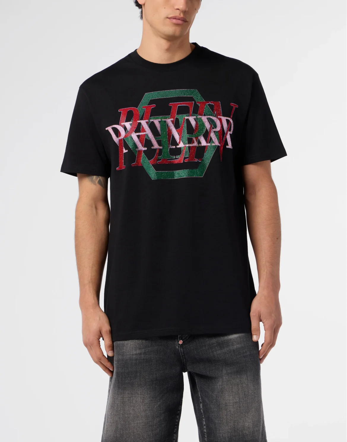 Round Neck T-Shirt Logo Hexagon Stones, цвет: Черный