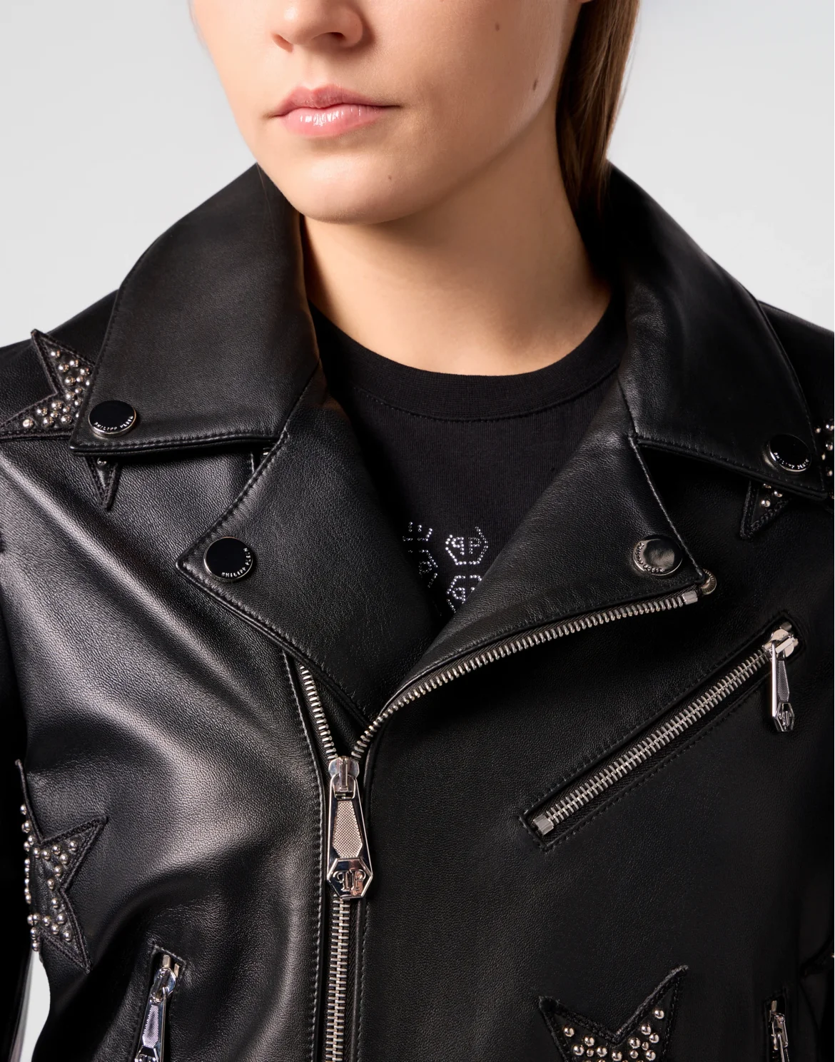 Boxy Biker Jacket Stars, цвет: Черный