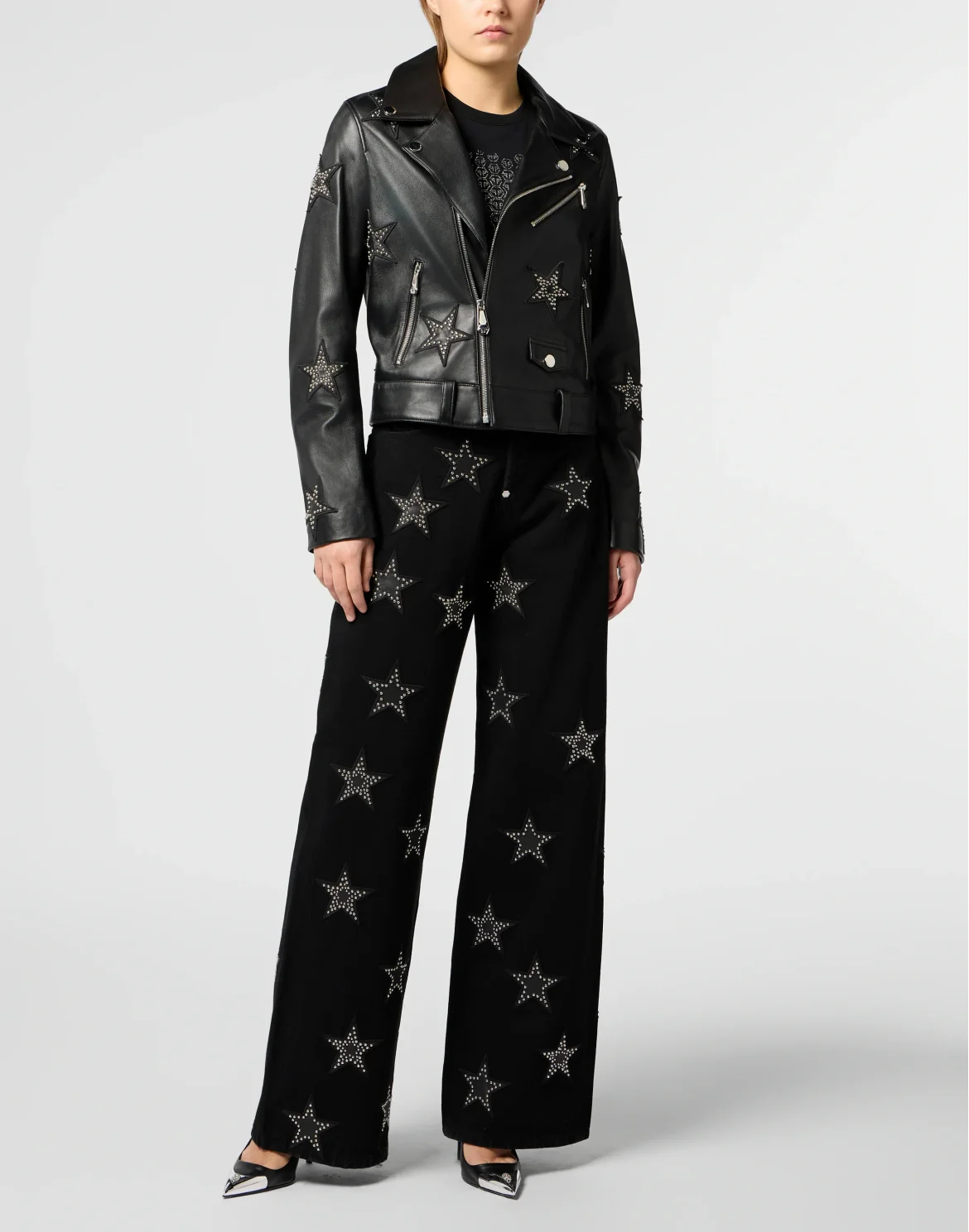 Boxy Biker Jacket Stars, цвет: Черный