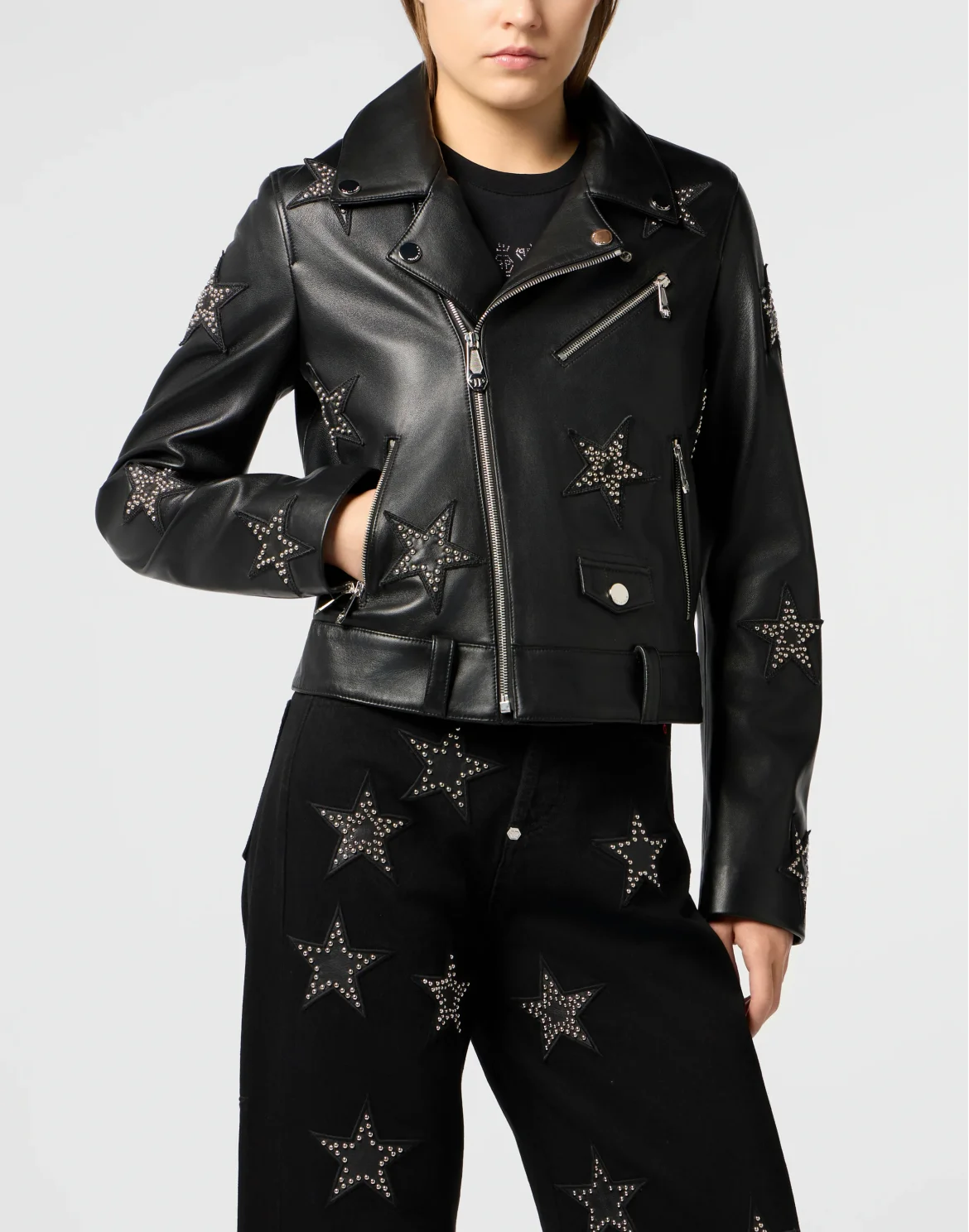 Boxy Biker Jacket Stars, цвет: Черный
