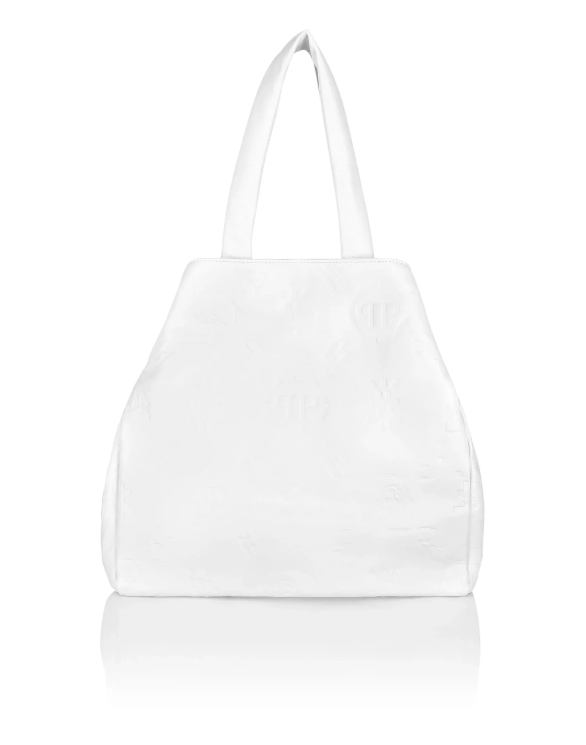 Leather Handle bag maxi Embossed Monogram, цвет: Белый