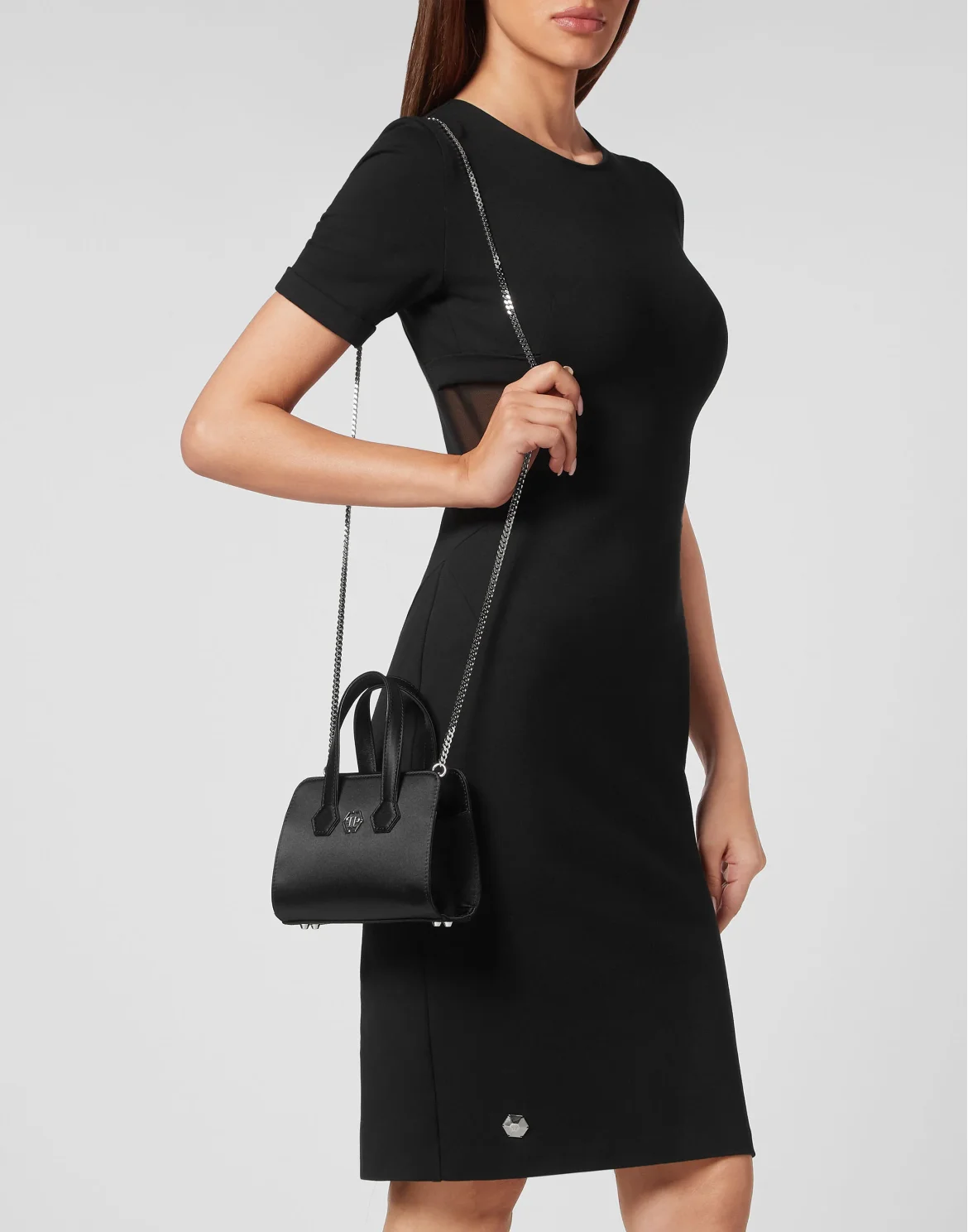 Satin Handle bag Iconic Plein, цвет: Черный
