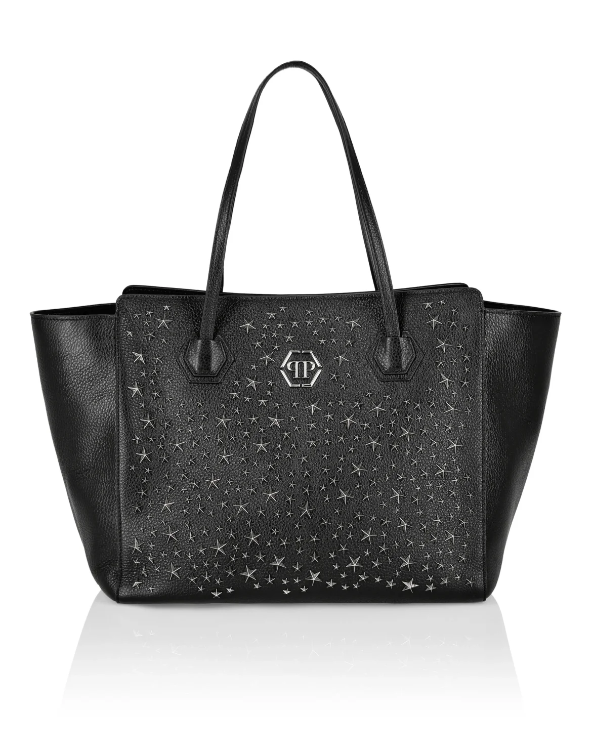 Leather maxi Shoulder Bag studs Stars, цвет: Черный
