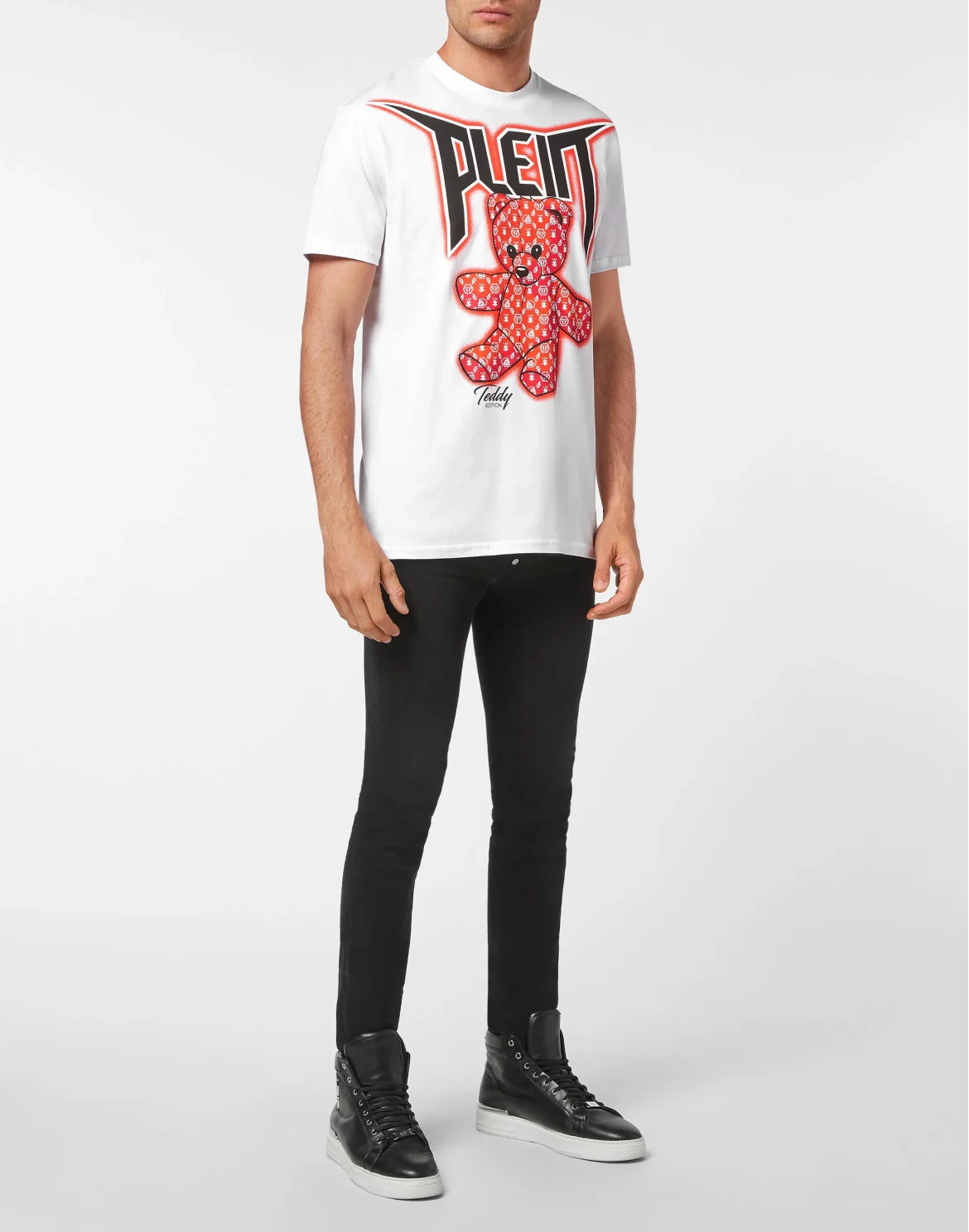 T-shirt Round Neck SS Spray Effect Print Teddy Bear, цвет: Белый