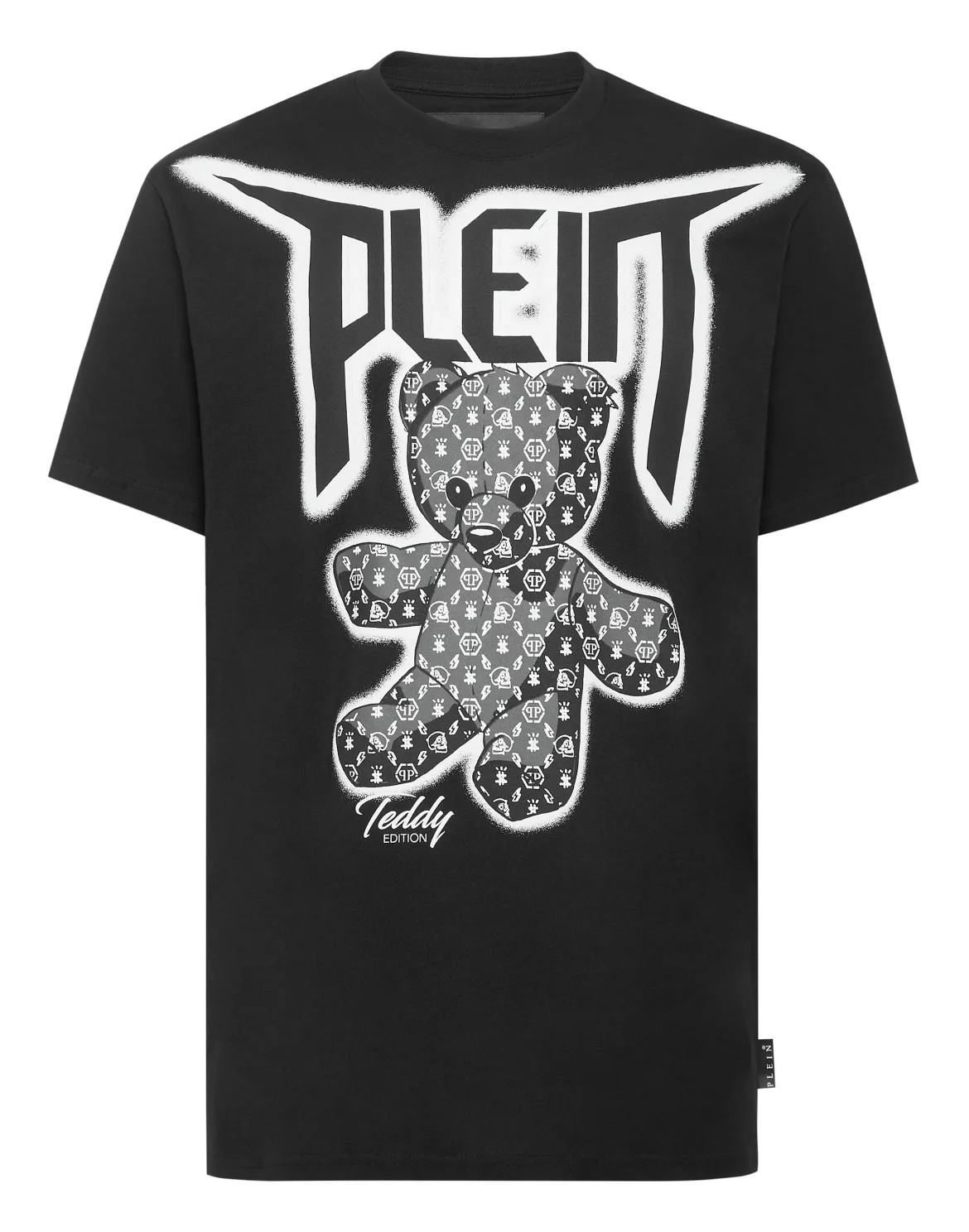 T-shirt Round Neck SS Spray Effect Print Teddy Bear, цвет: Черный