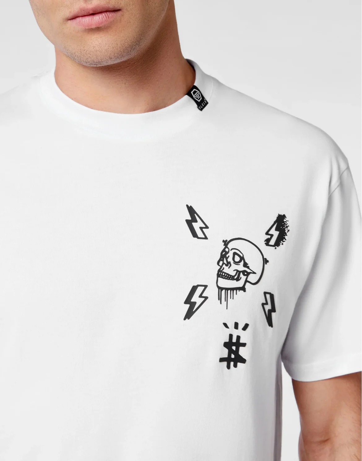 T-shirt Round Neck SS print Skull, цвет: Белый