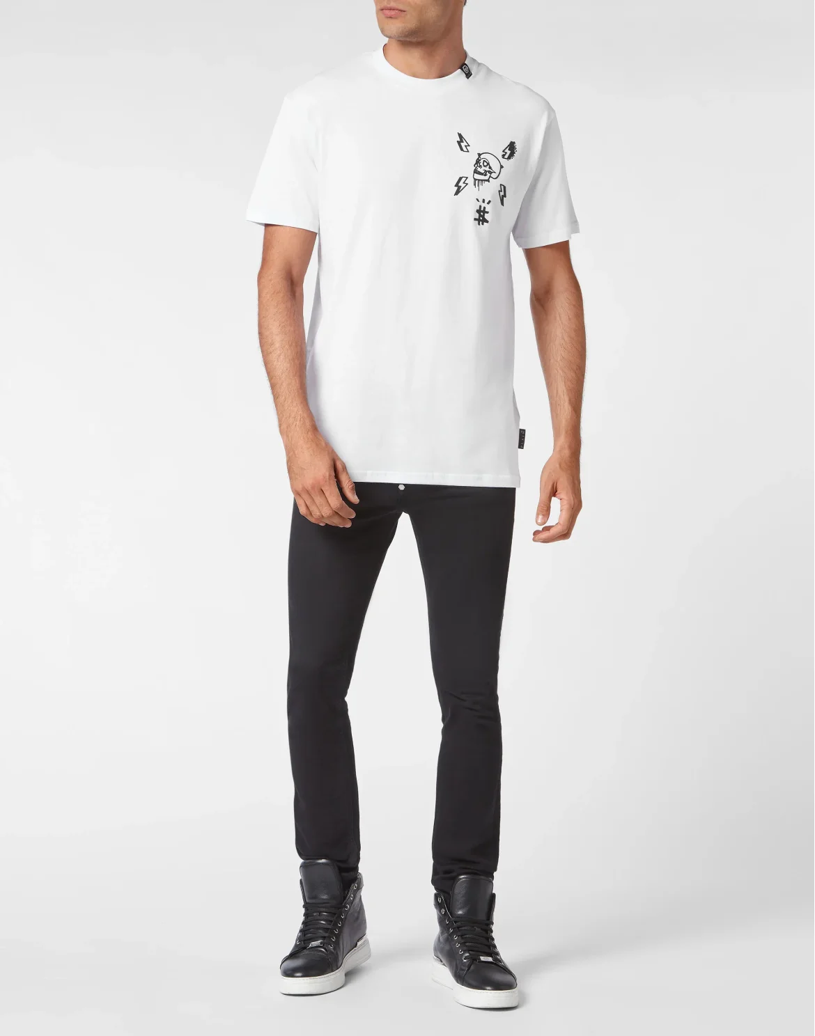 T-shirt Round Neck SS print Skull, цвет: Белый