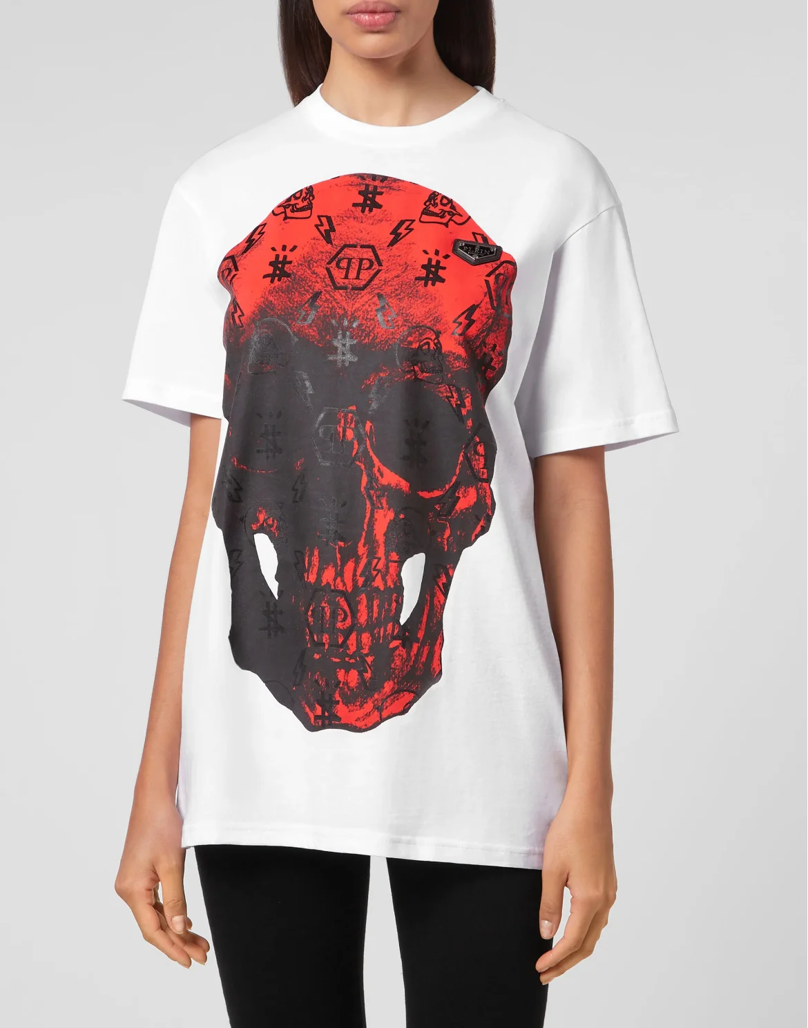 T-shirt Round Neck SS print Skull, цвет: Белый
