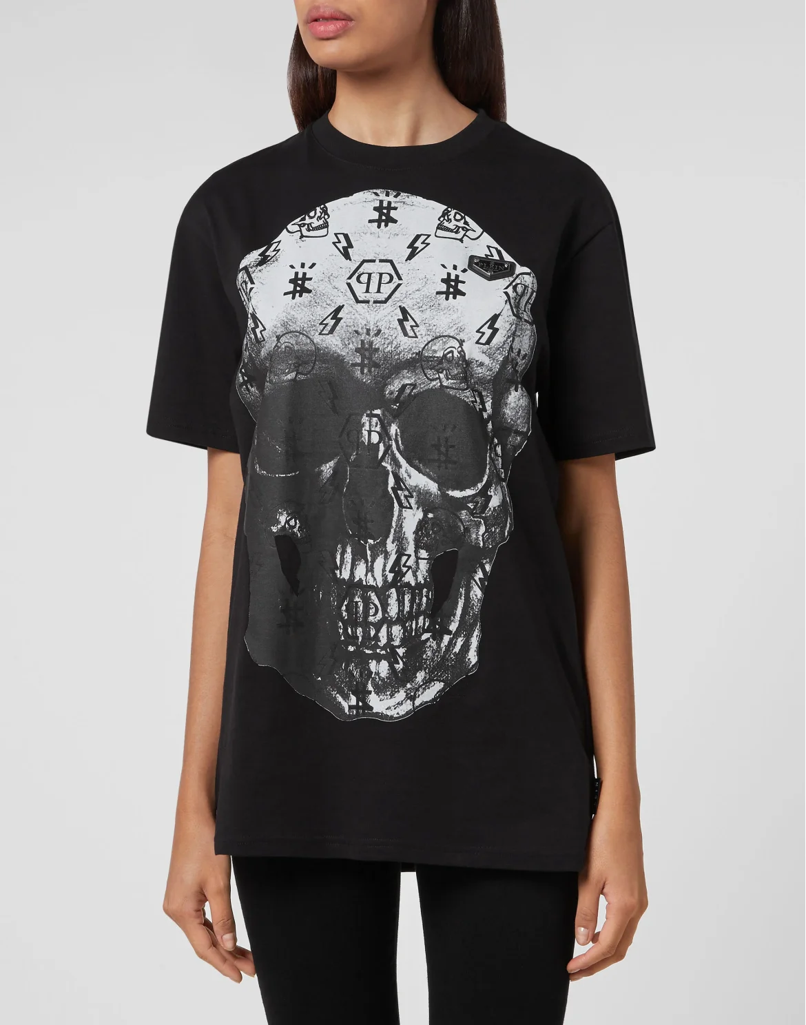 T-shirt Round Neck SS print Skull, цвет: Черный