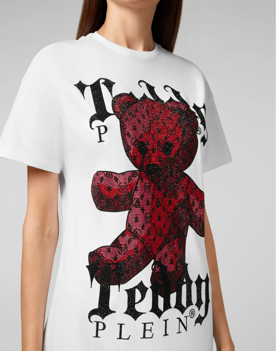T-Shirt Short Dresses Monogram Teddy Bear, цвет: Белый