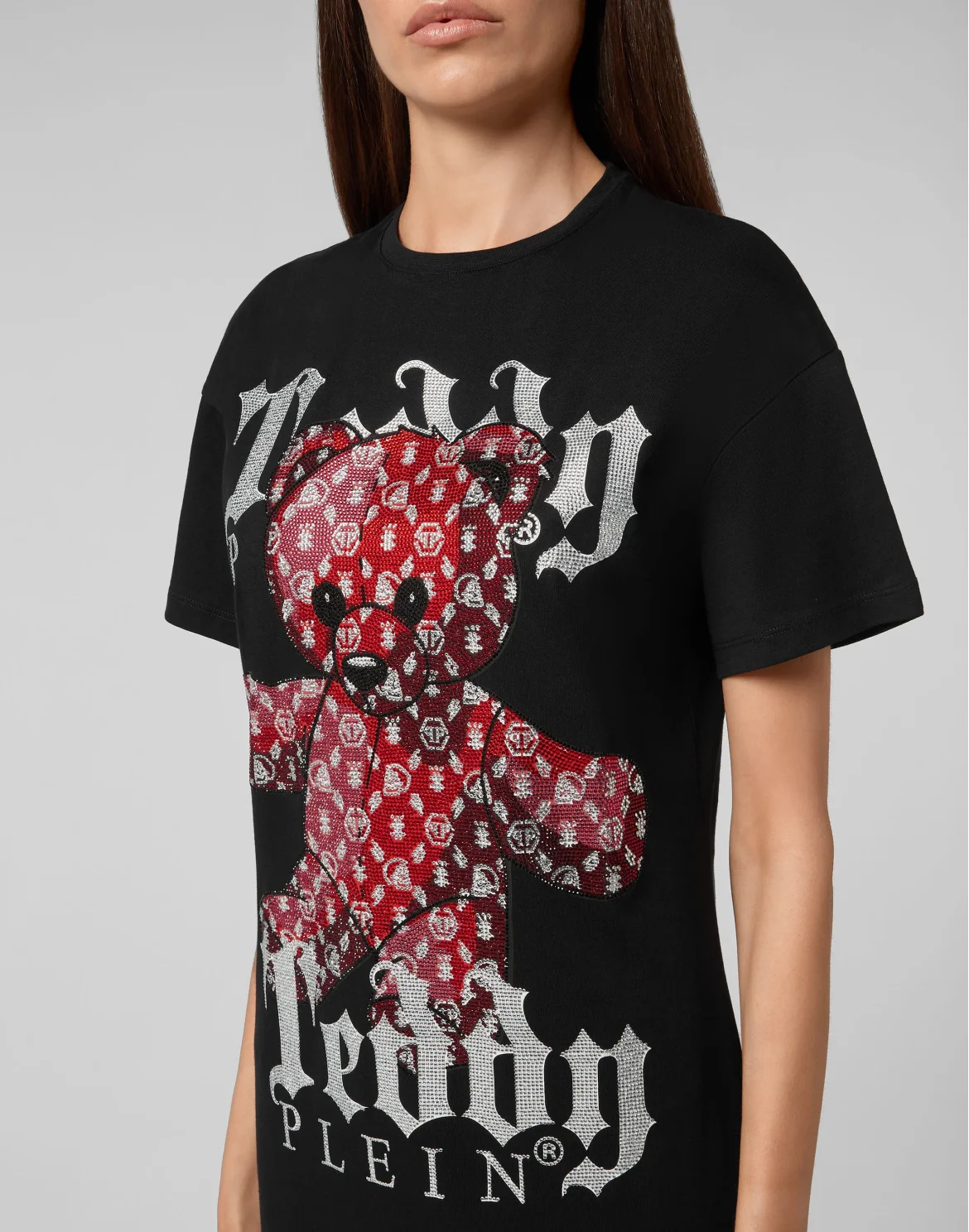 T-Shirt Short Dresses Monogram Teddy Bear, цвет: Черный