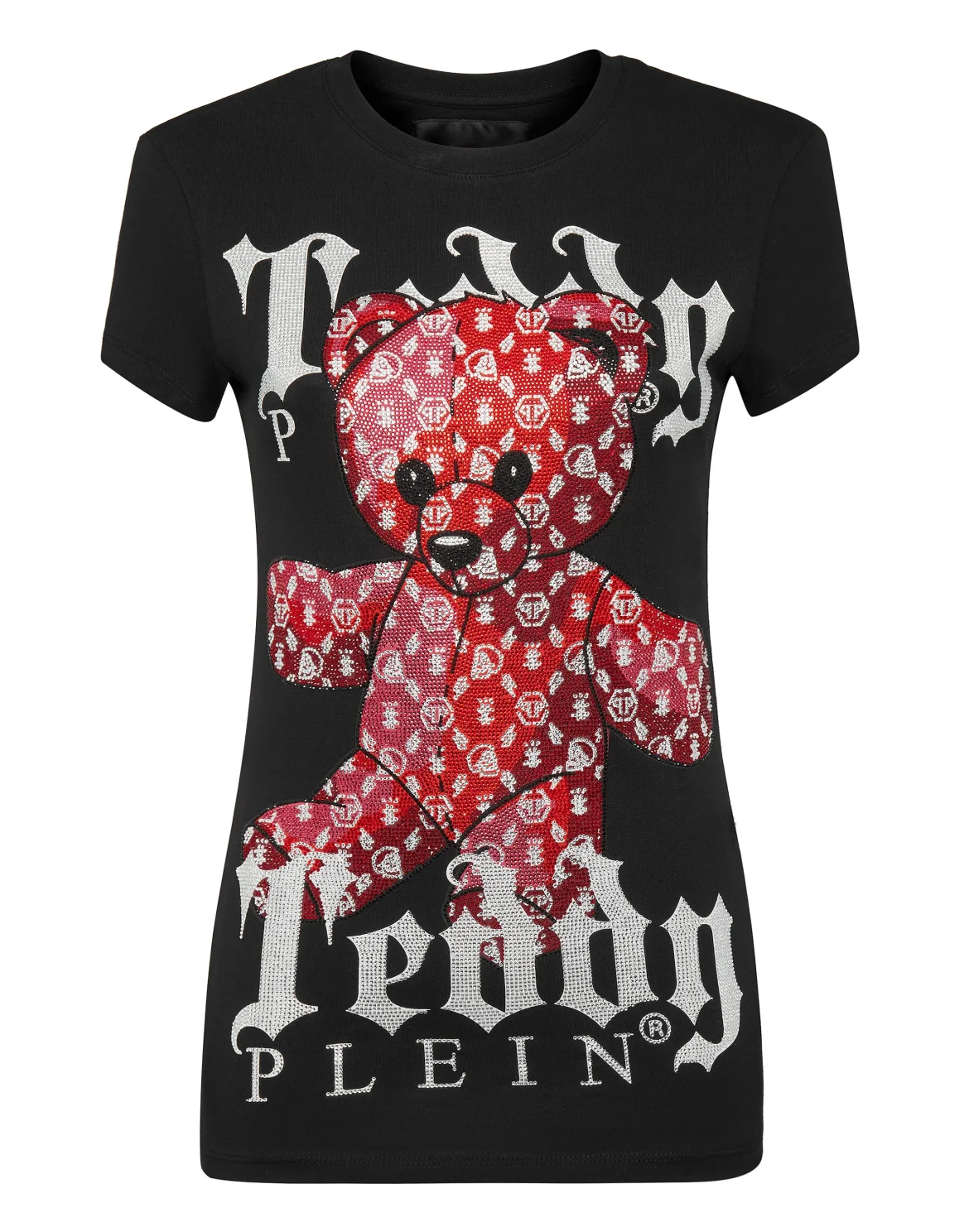 T-shirt Round Neck SS Monogram Teddy Bear, цвет: Черный