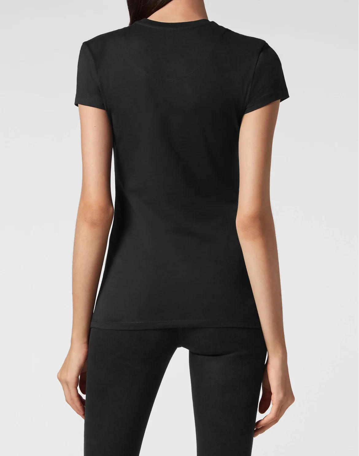 Satin T-shirt Round Neck SS Embroidery Signature, цвет: Черный