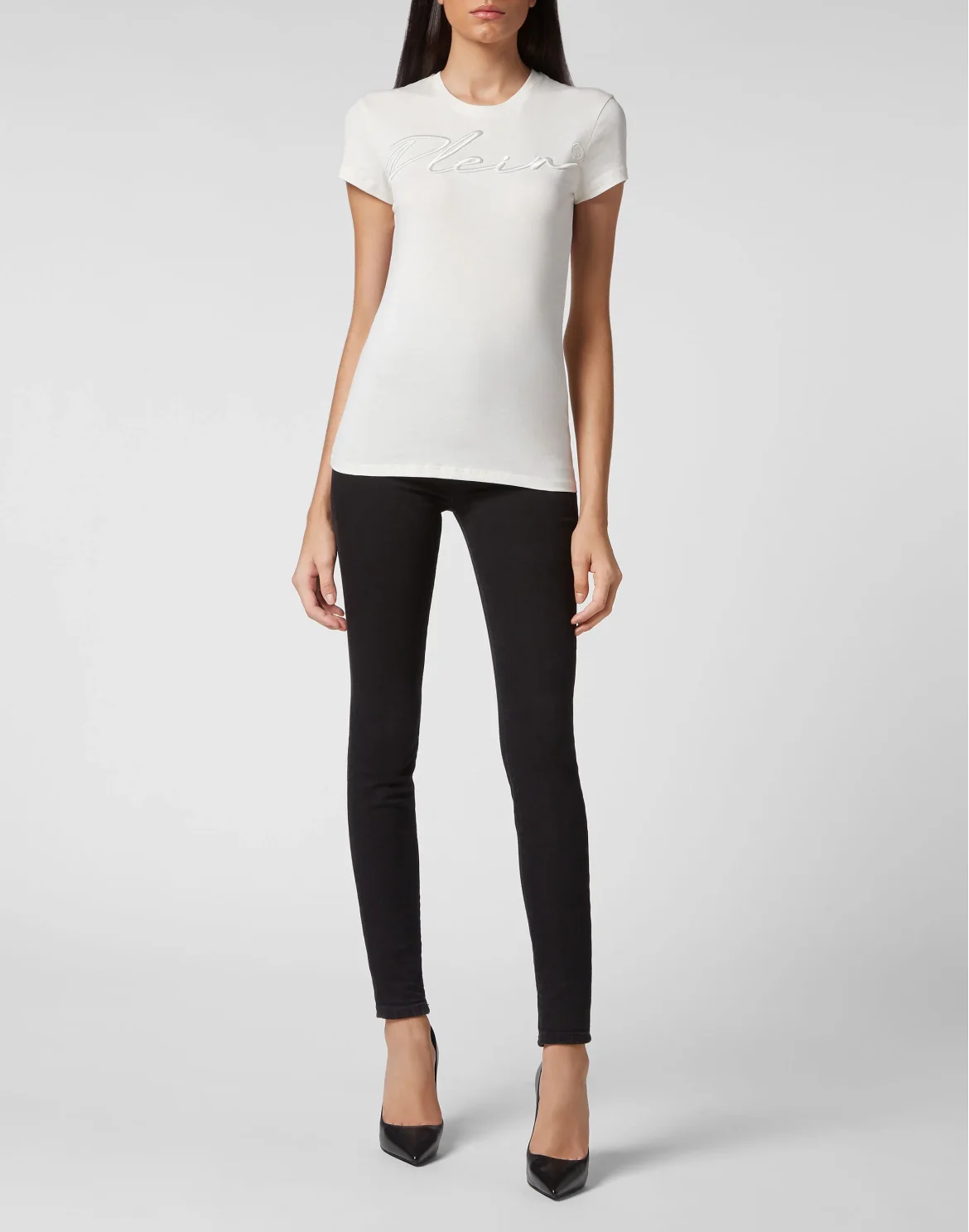 Satin T-shirt Round Neck SS Embroidery Signature, цвет: Бежевый