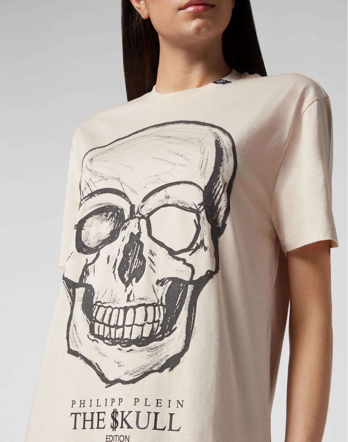 T-shirt Round Neck SS print Skull, цвет: Бежевый