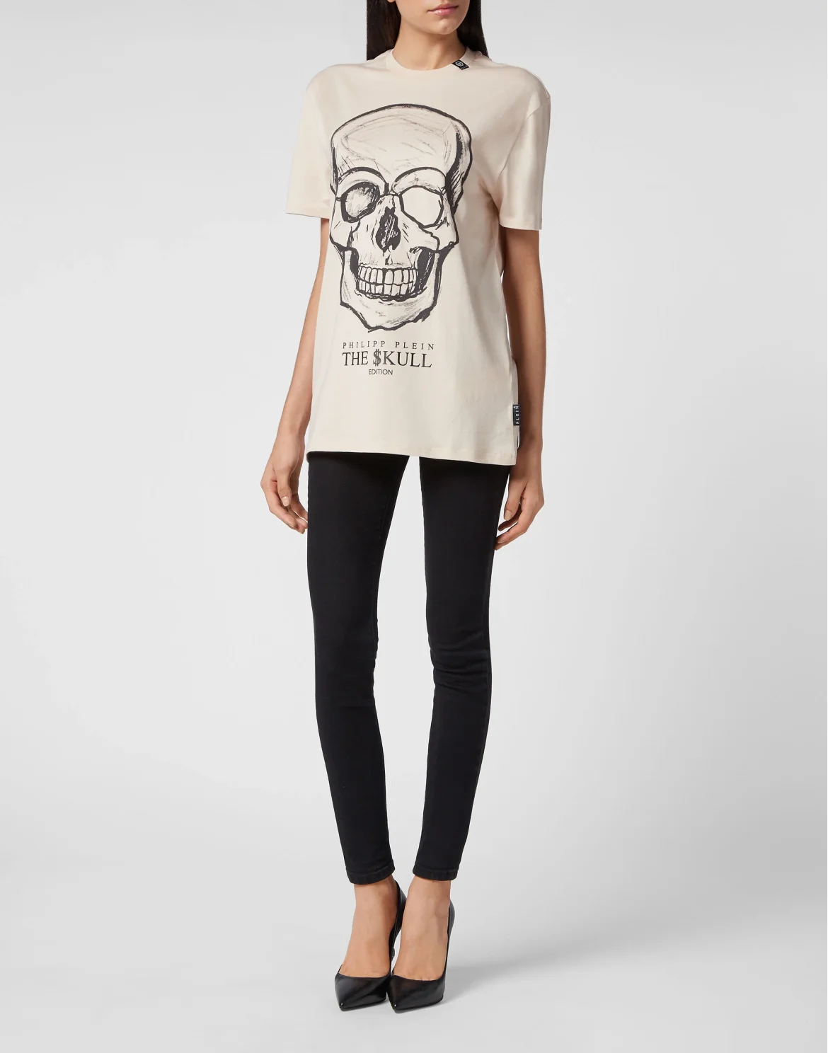 T-shirt Round Neck SS print Skull, цвет: Бежевый