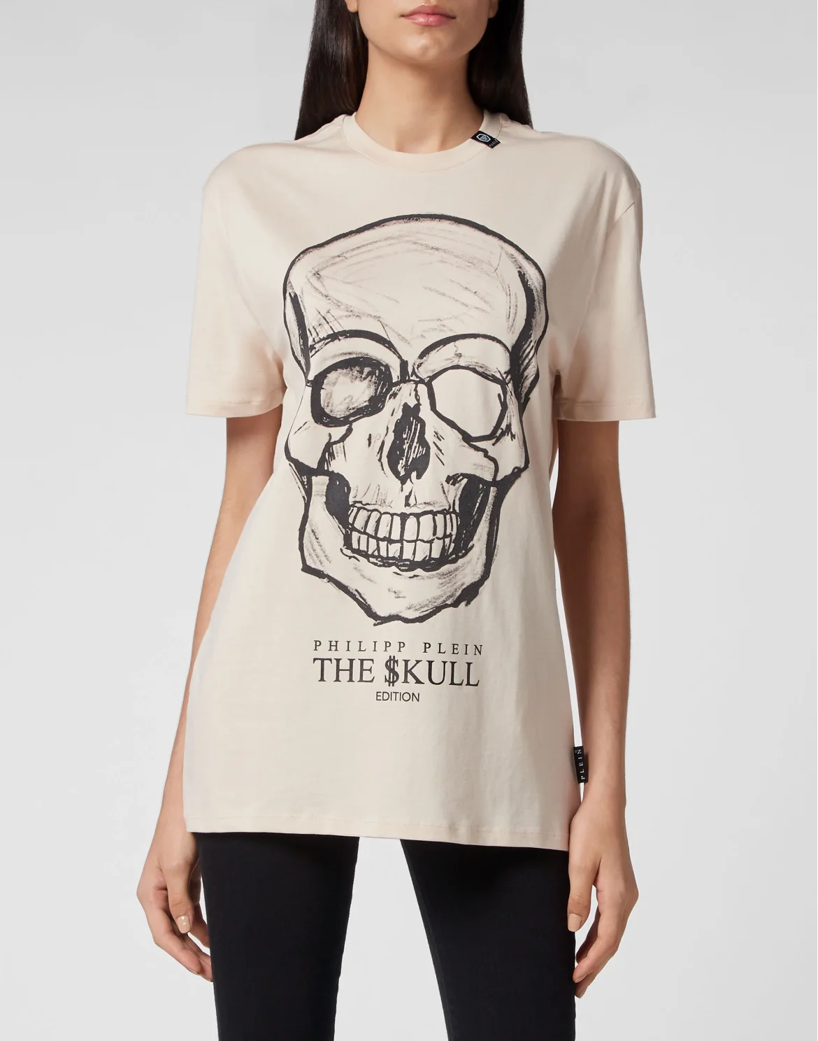T-shirt Round Neck SS print Skull, цвет: Бежевый