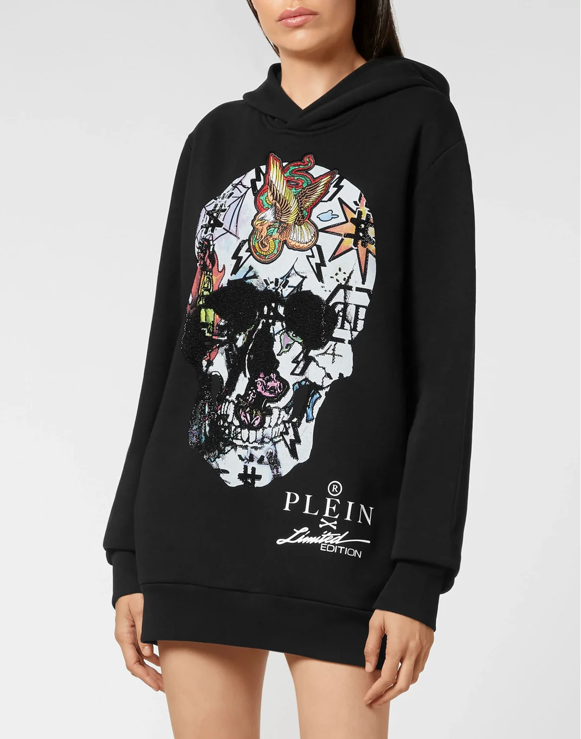 Hoodie sweatshirt Tattoo Skull strass, цвет: Черный
