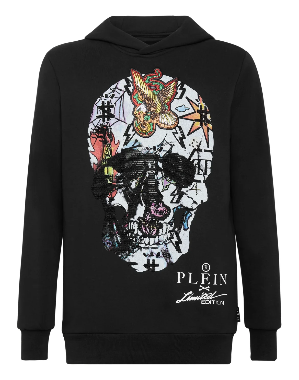 Hoodie sweatshirt Tattoo Skull strass, цвет: Черный