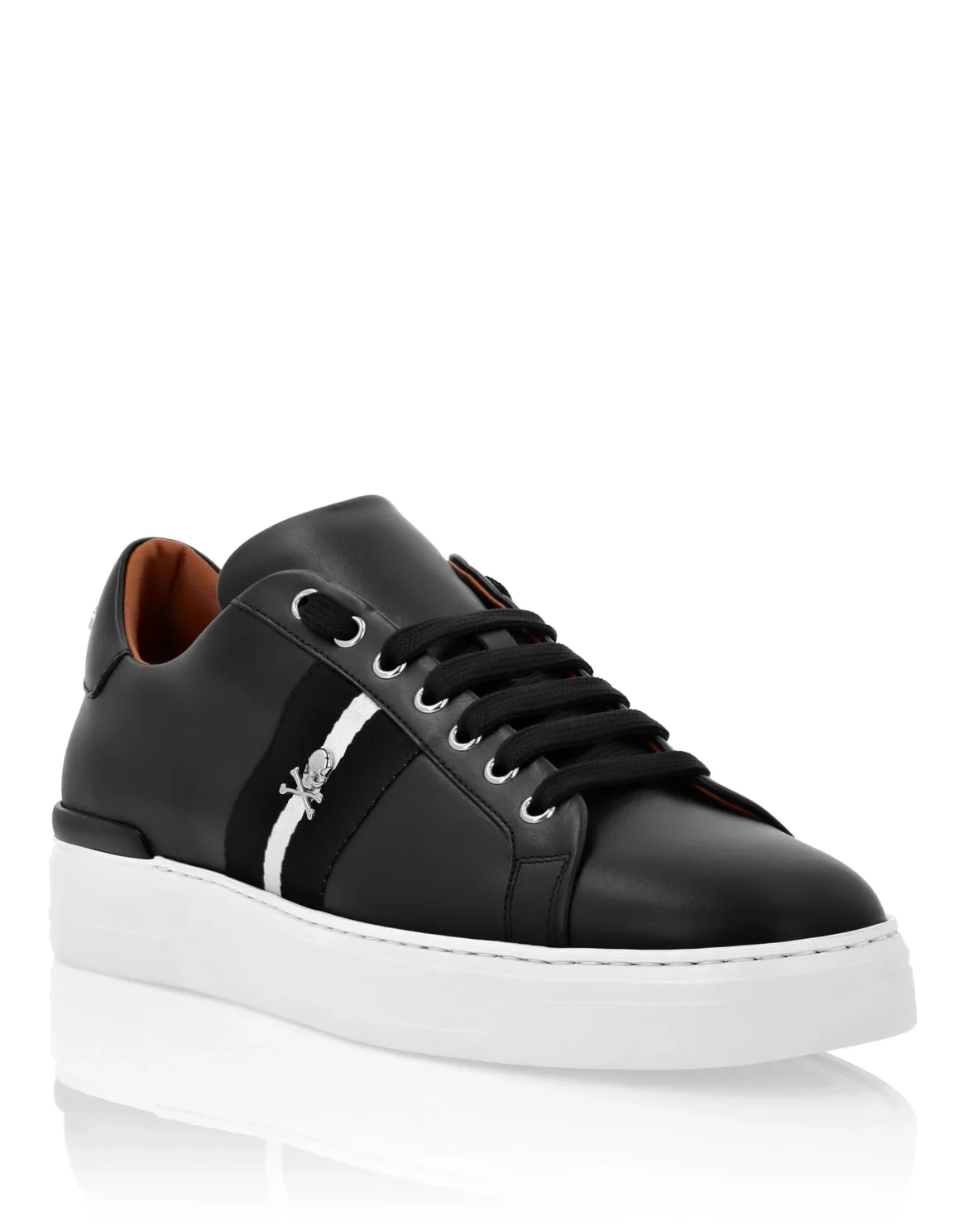 Leather Lo-Top Sneakers Stripes, цвет: Черный