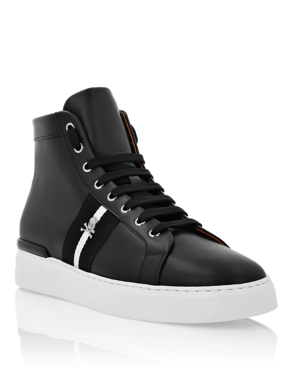 Leather Hi-Top Sneakers Stripes Stripes, цвет: Черный