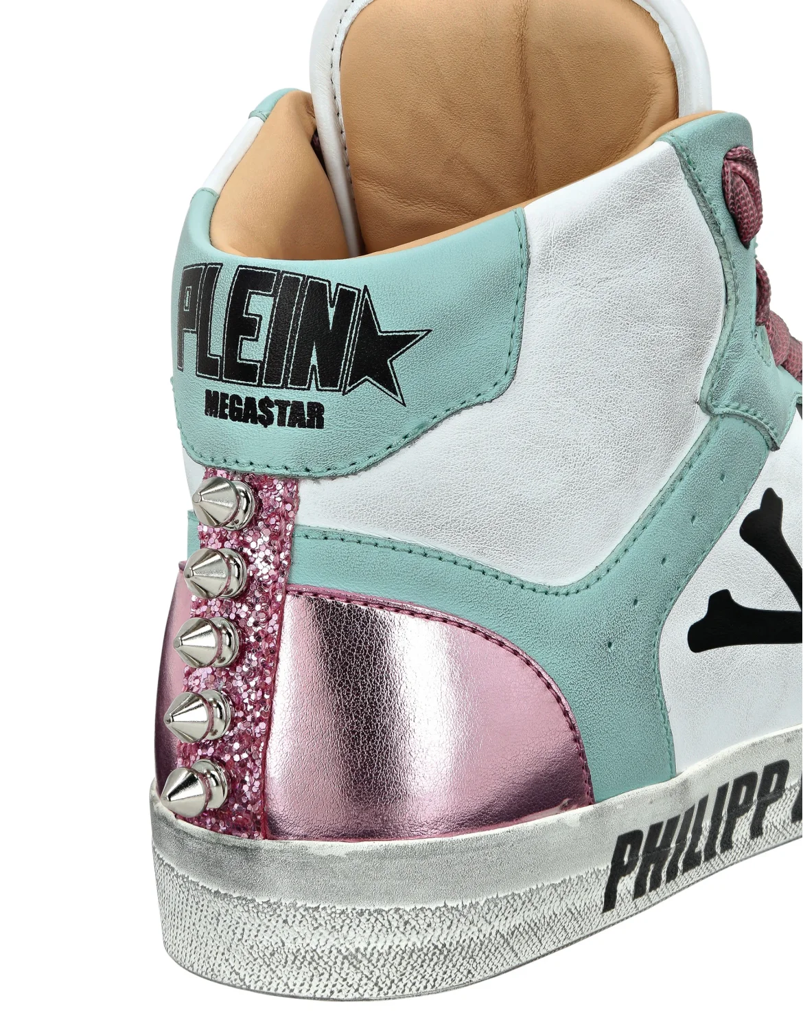 Leather Hi-Top Sneakers Glitter Retrokickz TM, цвет: Бирюзовый
