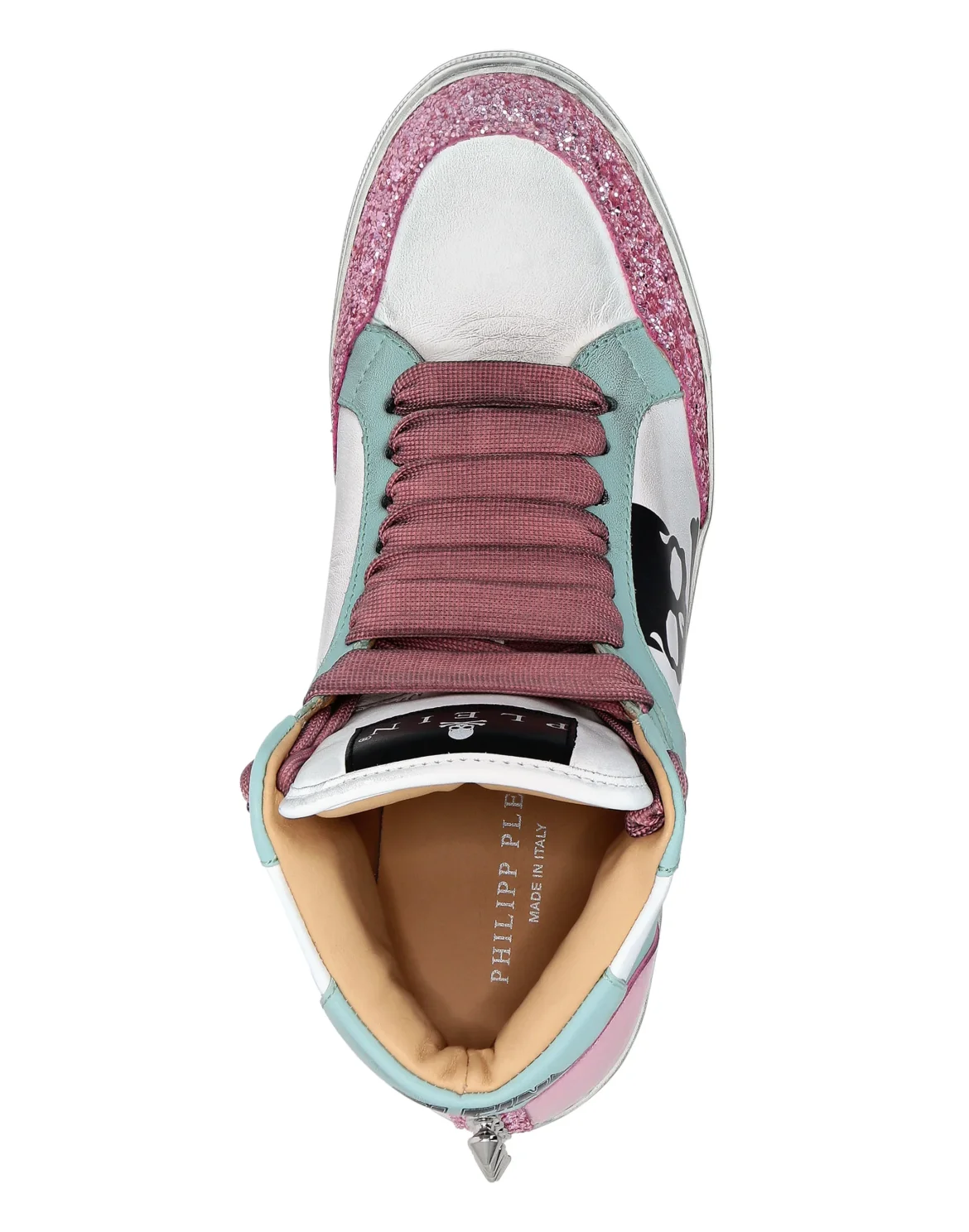 Leather Hi-Top Sneakers Glitter Retrokickz TM, цвет: Бирюзовый
