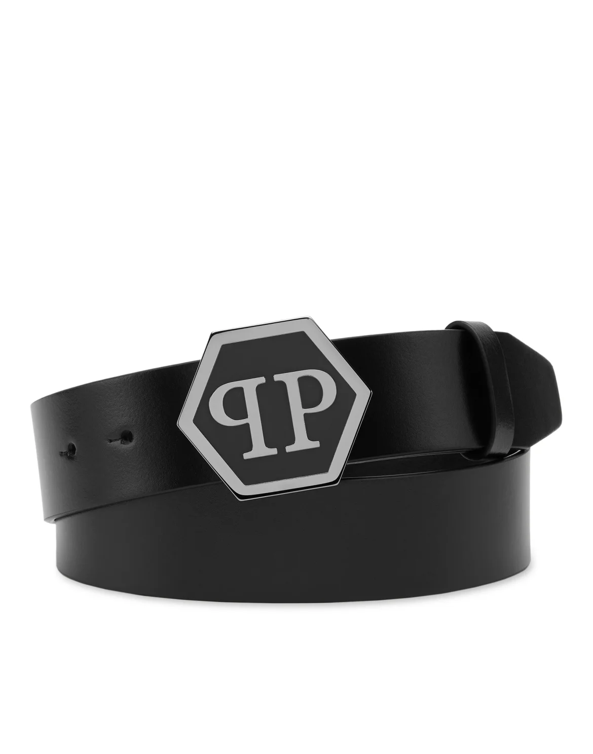 Leather Belt Hexagon, цвет: Черный