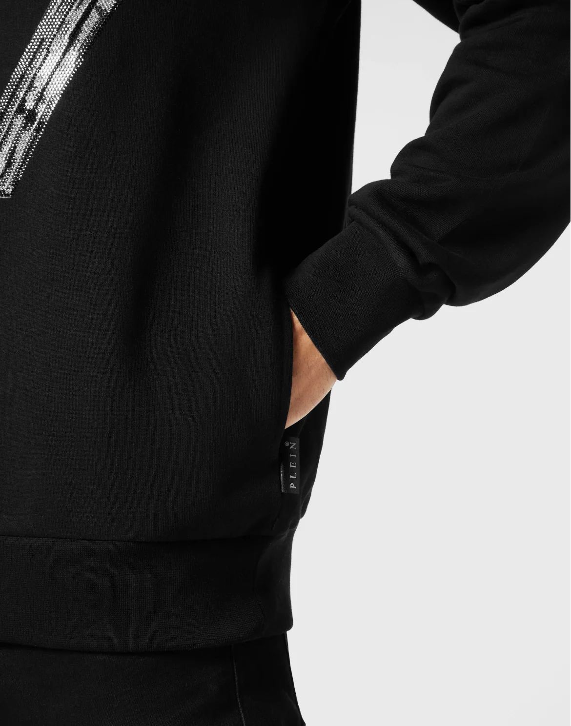 Hoodie Sweatshirt LS Strass Hexagon, цвет: Черный