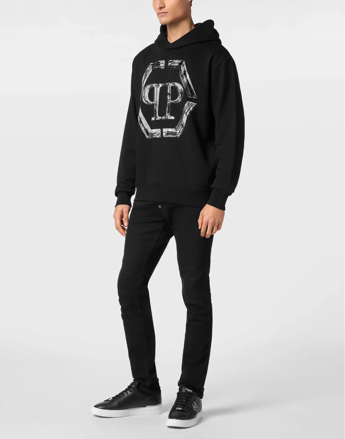 Hoodie Sweatshirt LS Strass Hexagon, цвет: Черный