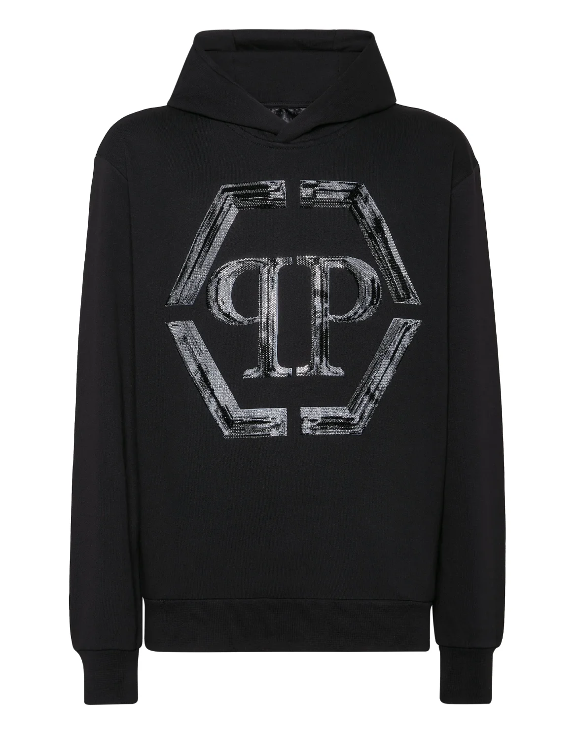 Hoodie Sweatshirt LS Strass Hexagon, цвет: Черный