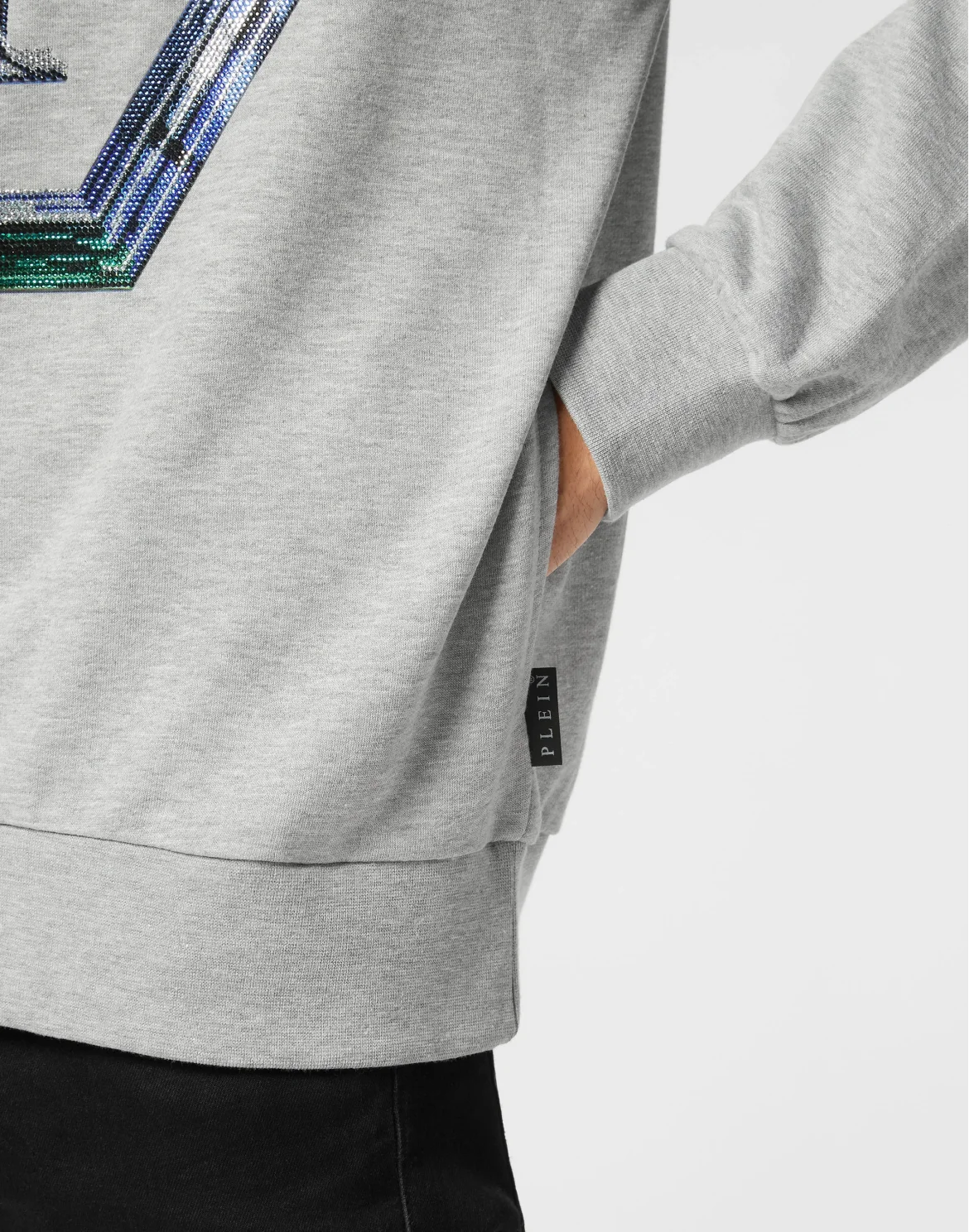 Hoodie Sweatshirt LS Strass Hexagon, цвет: Серый