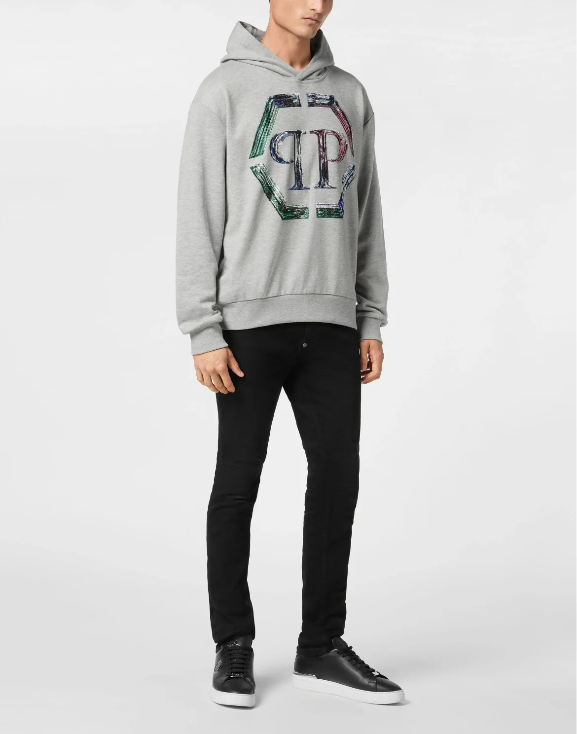 Hoodie Sweatshirt LS Strass Hexagon, цвет: Серый
