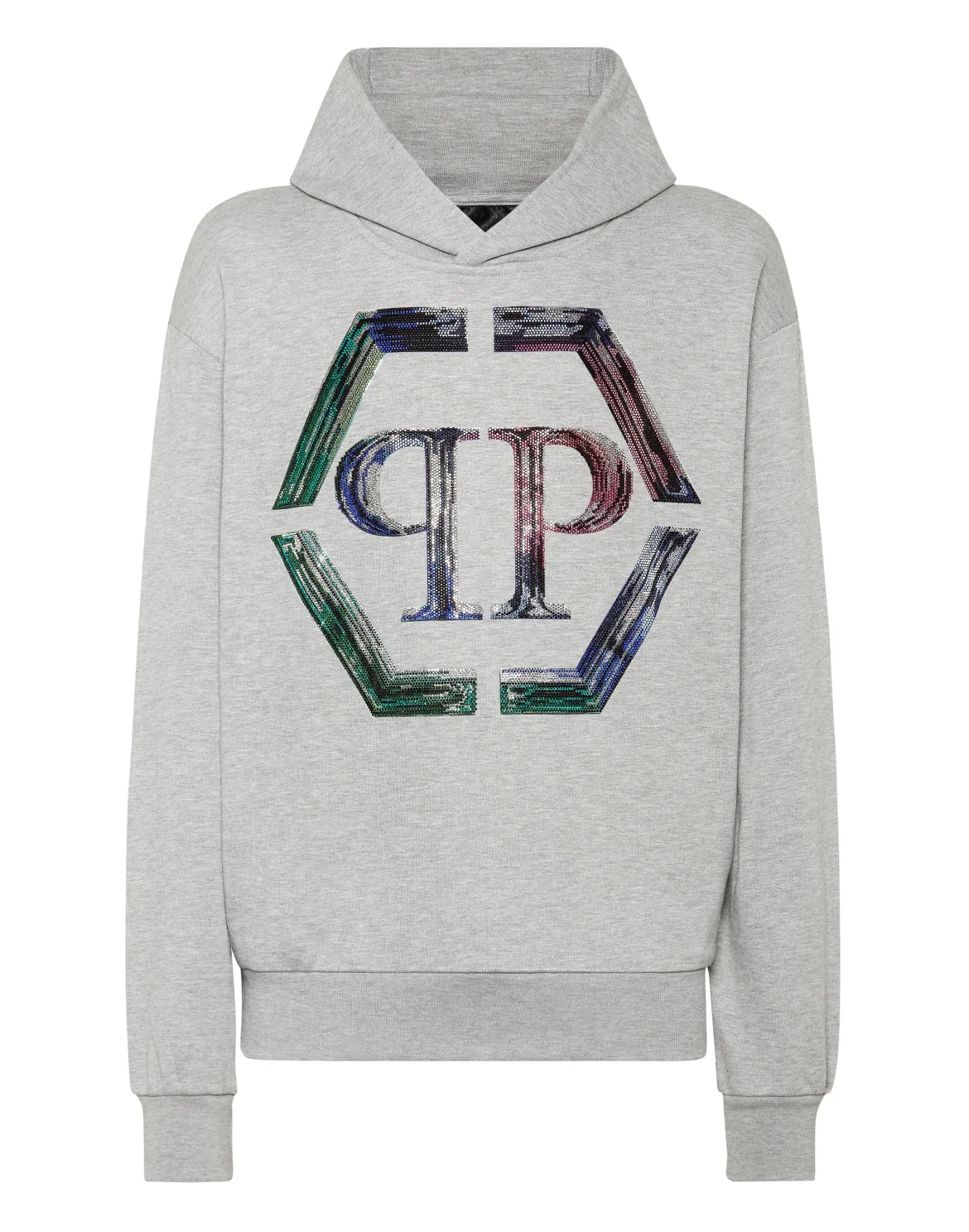 Hoodie Sweatshirt LS Strass Hexagon, цвет: Серый