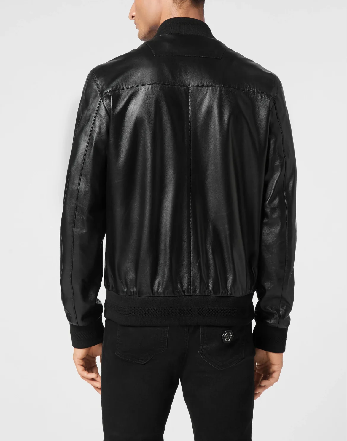 Slim Fit Leather Bomber LS Iconic Plein, цвет: Черный