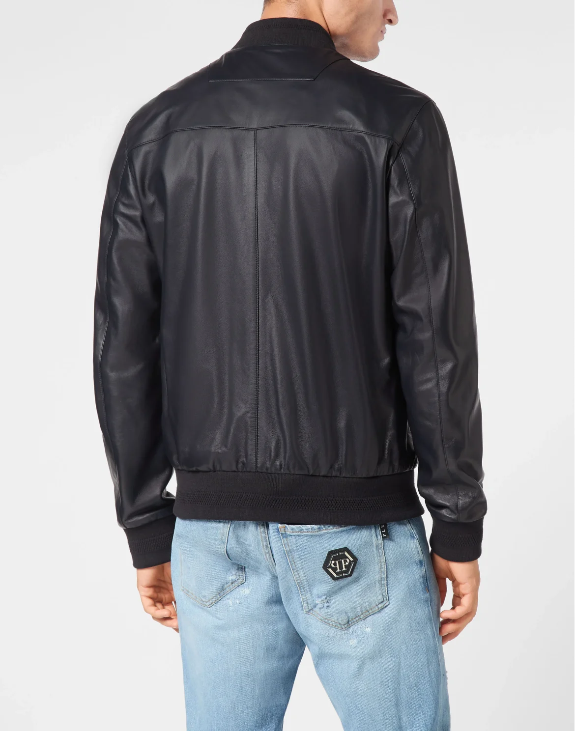 Slim Fit Leather Bomber LS Iconic Plein, цвет: Синий