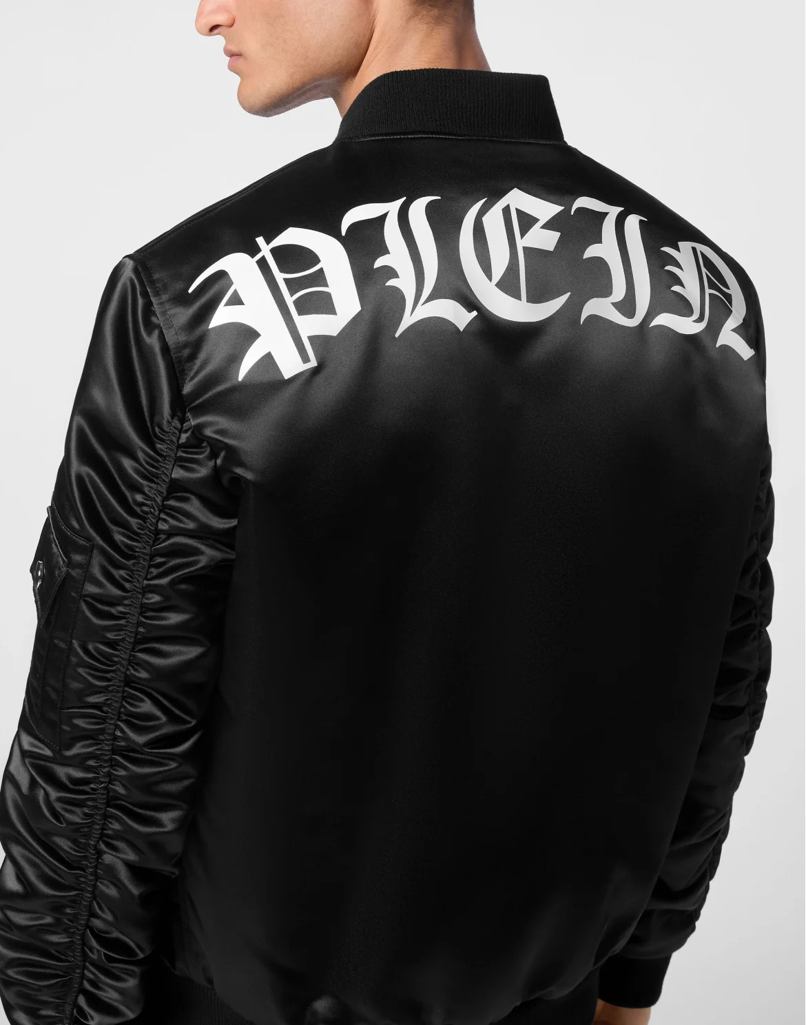 Satin Top Gun Bomber LS Gothic Plein, цвет: Черный