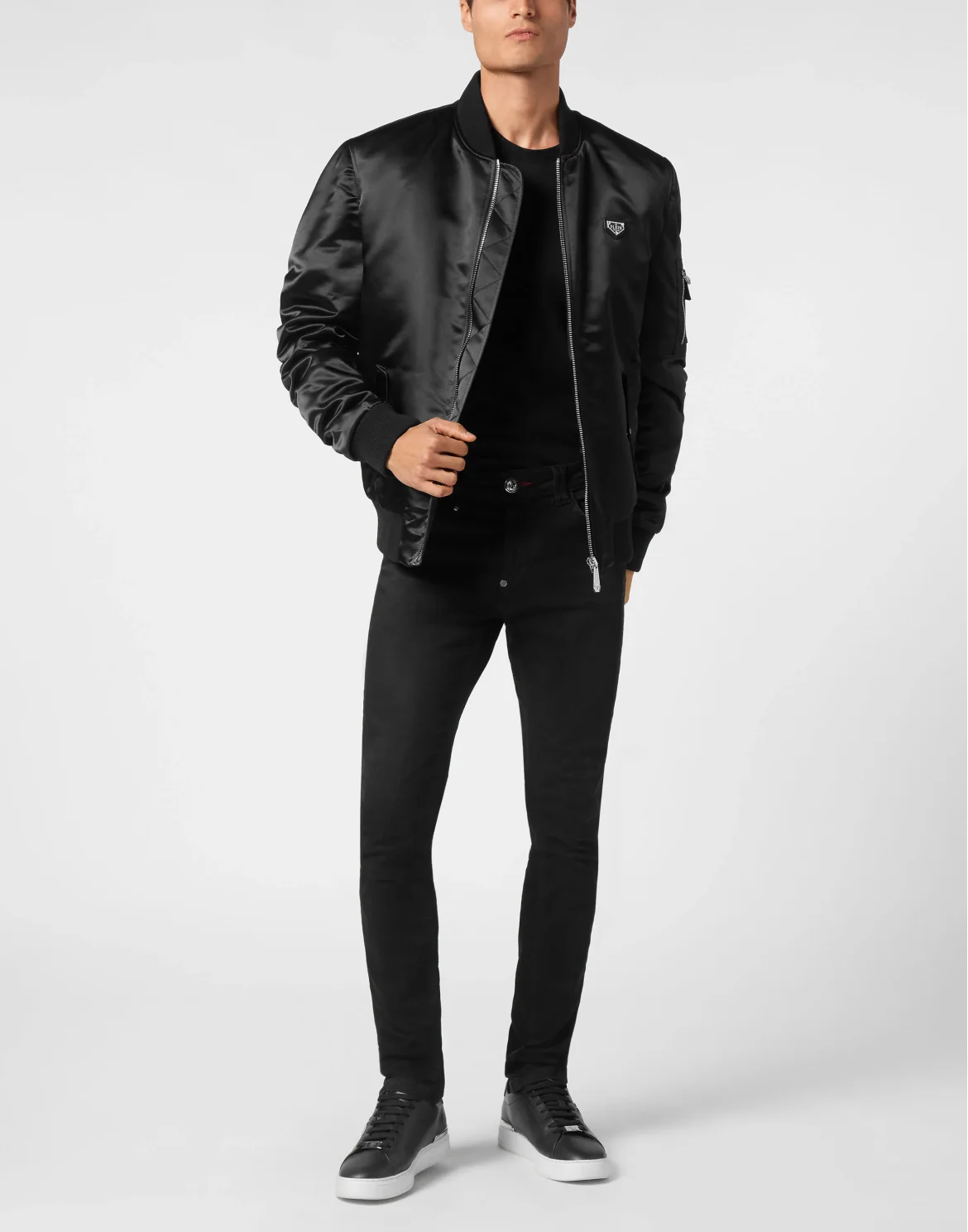 Satin Top Gun Bomber LS Gothic Plein, цвет: Черный